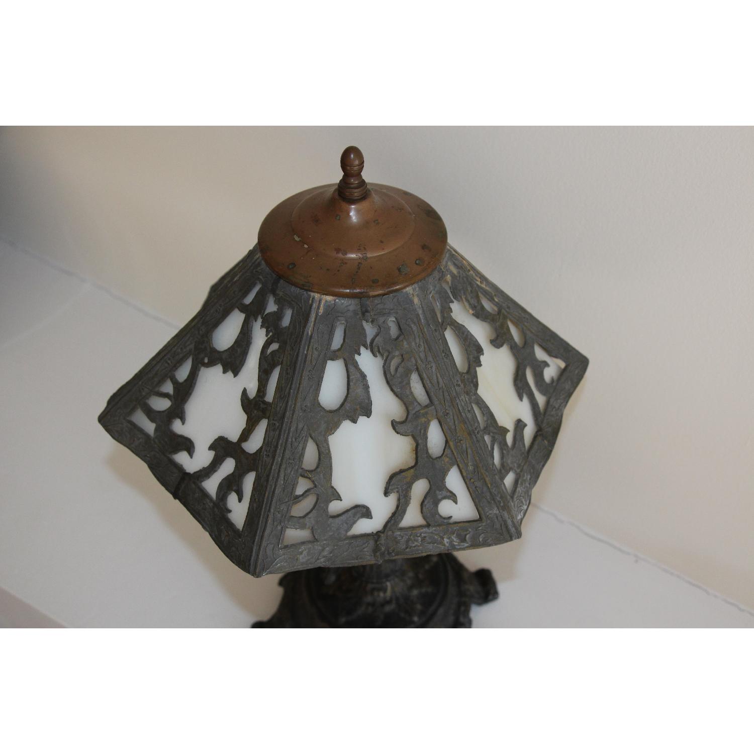 Brimfield Antique Fair Antique Wrought Iron and Glass Lamp - image-2