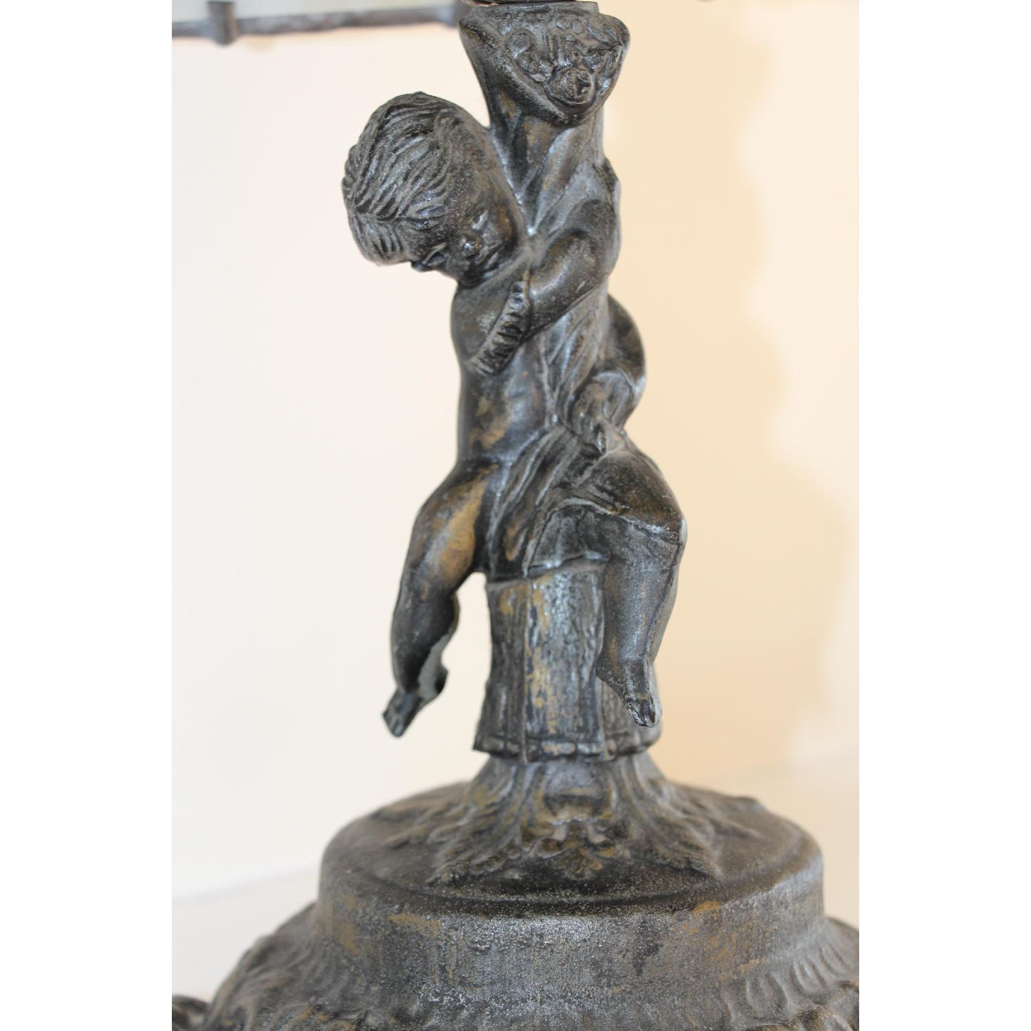 Brimfield Antique Fair Antique Wrought Iron and Glass Lamp - image-4