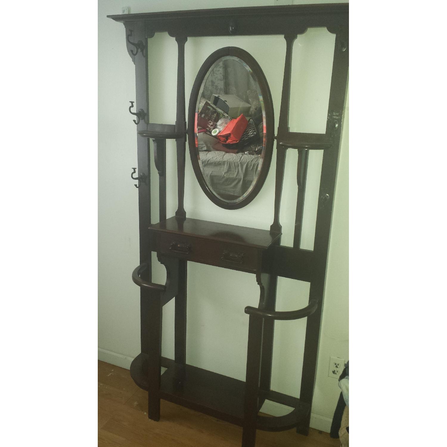 Chic Dark Wood Wall Unit/Vanity - image-1