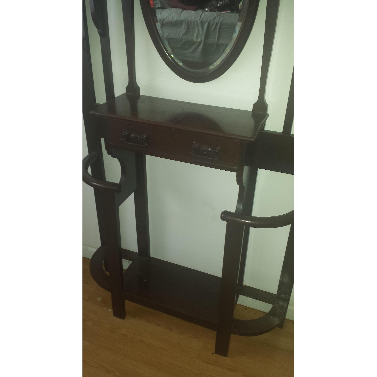 Chic Dark Wood Wall Unit/Vanity - image-2