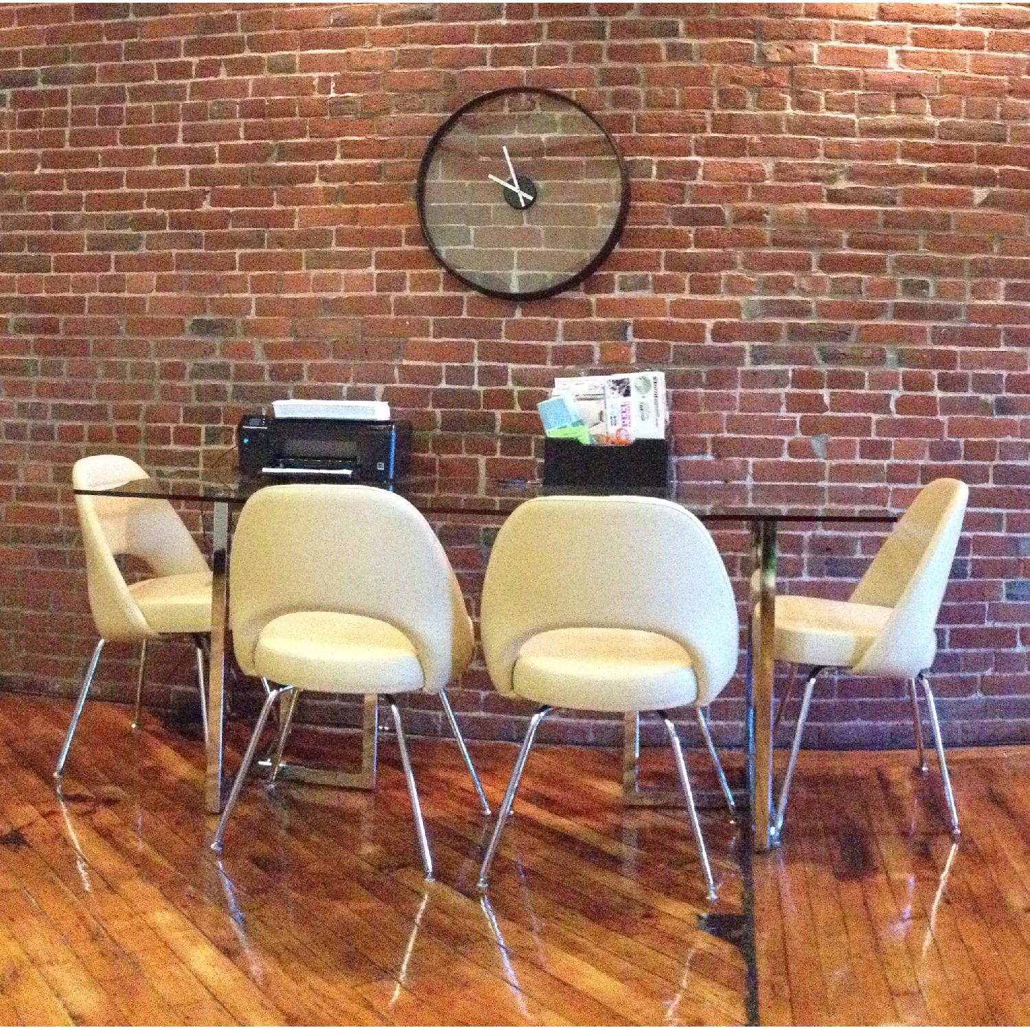 Knoll Leather Saarinen Executive Side Chairs with Metal Legs - Pair - image-2