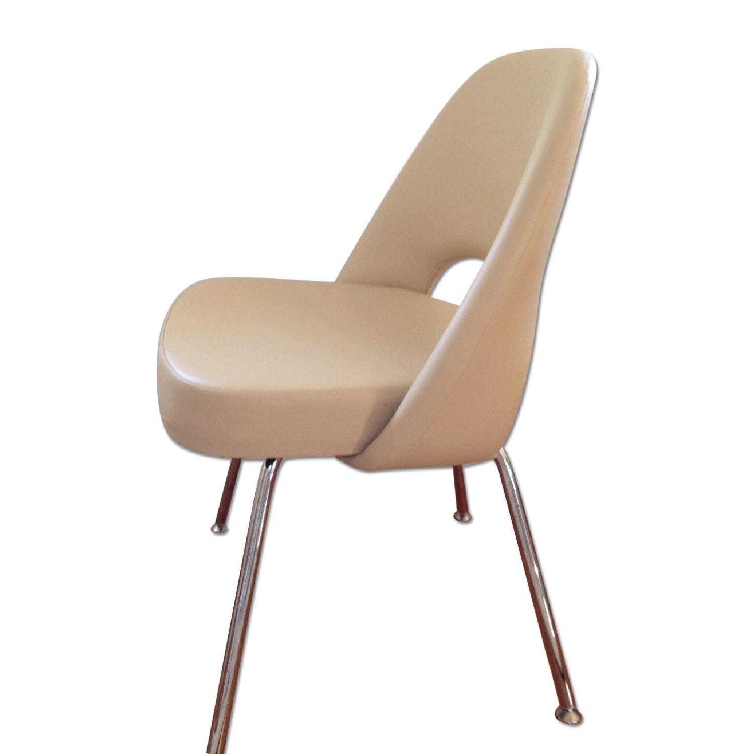 Knoll Leather Saarinen Executive Side Chairs with Metal Legs - Thumbnail 2