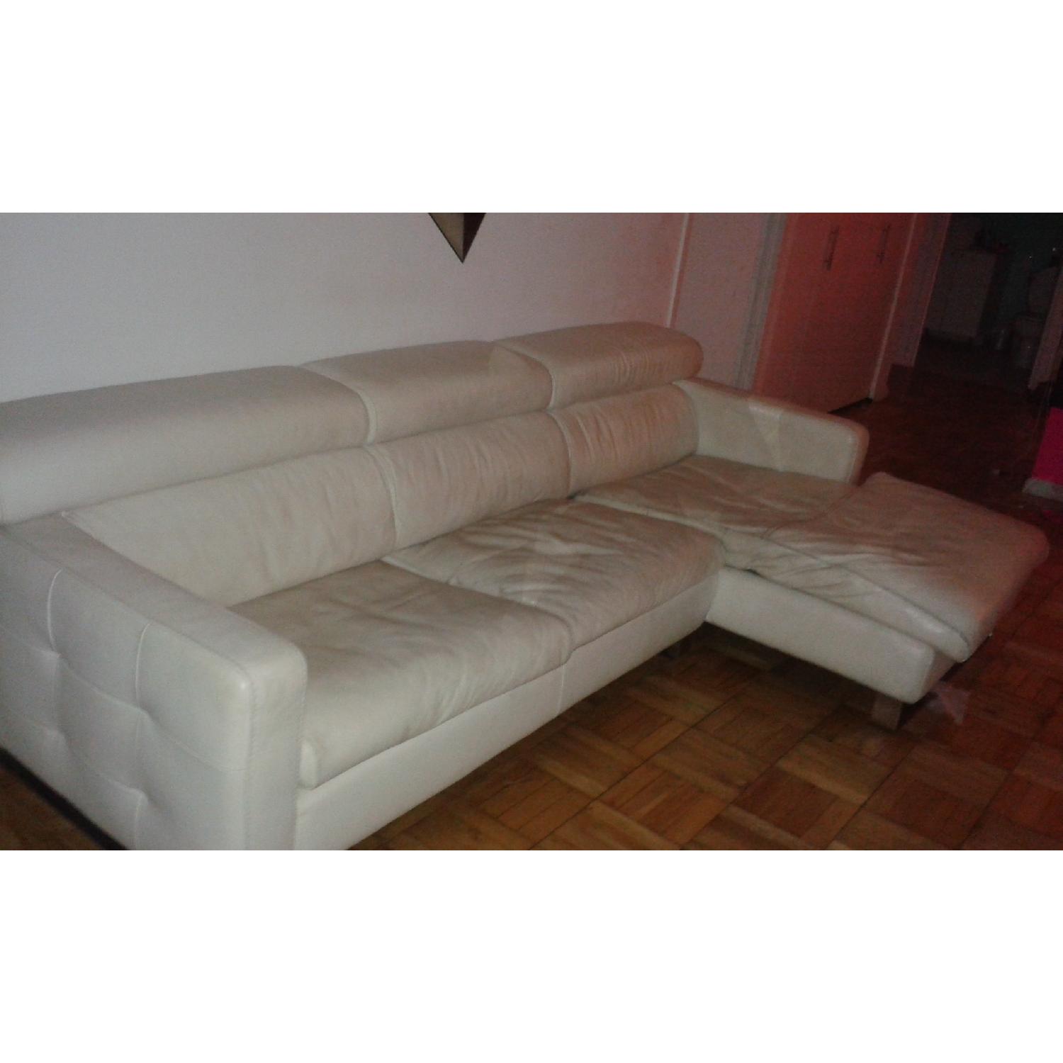 White Leather Sectional Sofa - image-3