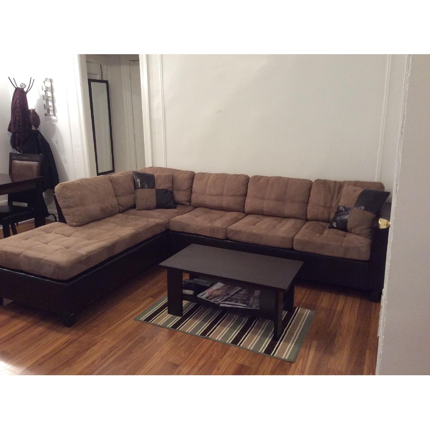Bobkona Microfiber/Faux Leather Sectional Sofa - image-1