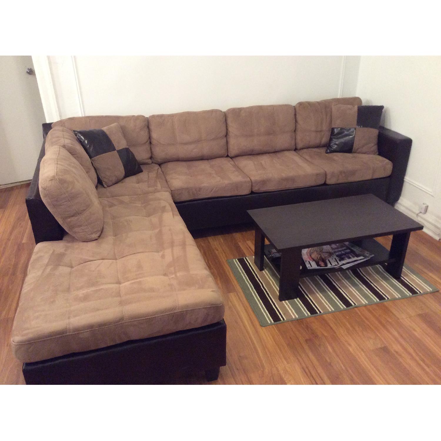 Bobkona Microfiber/Faux Leather Sectional Sofa - image-3
