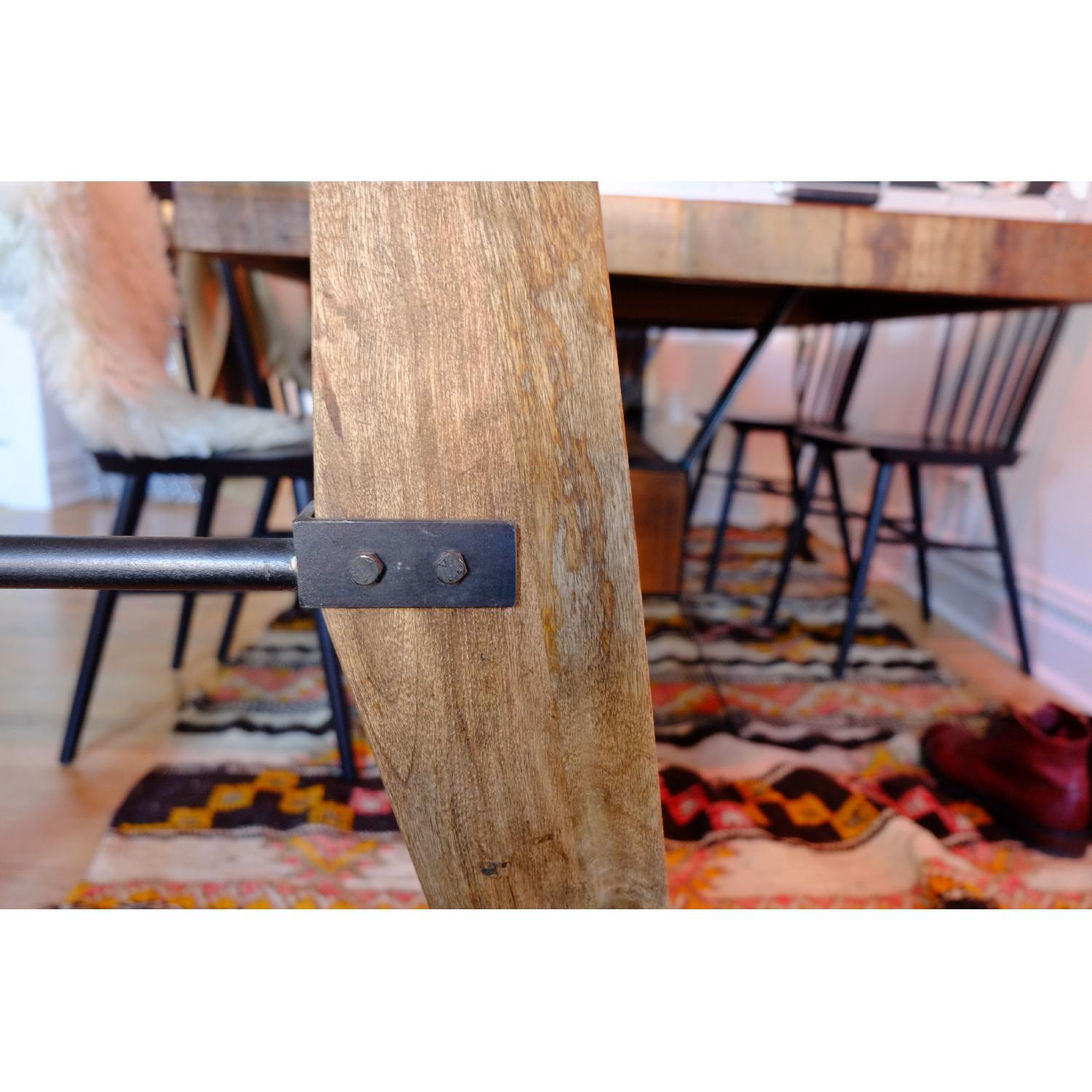 A & G Merch Glass Iron and Wood Oval Dining Table - image-2