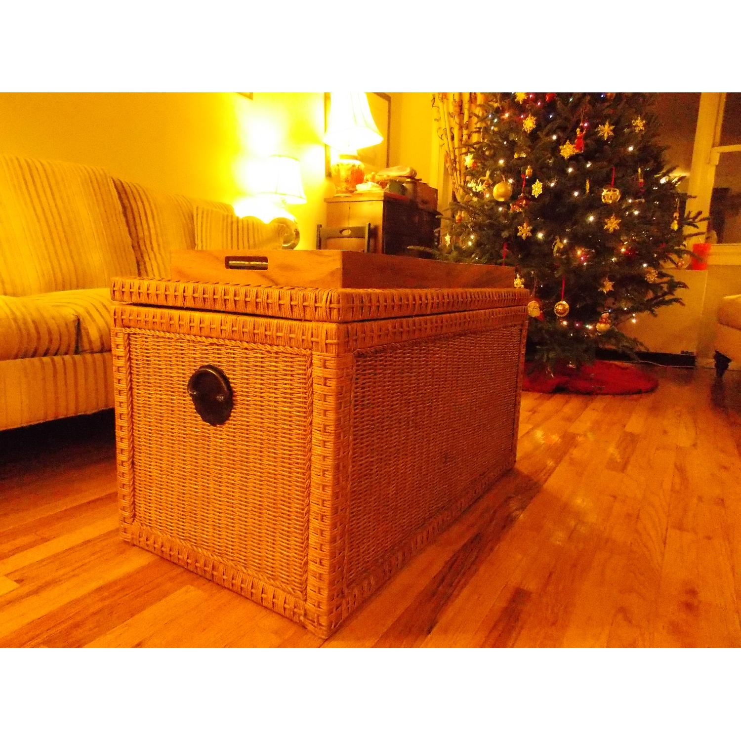 Crate & Barrel Rattan Trunk - image-1