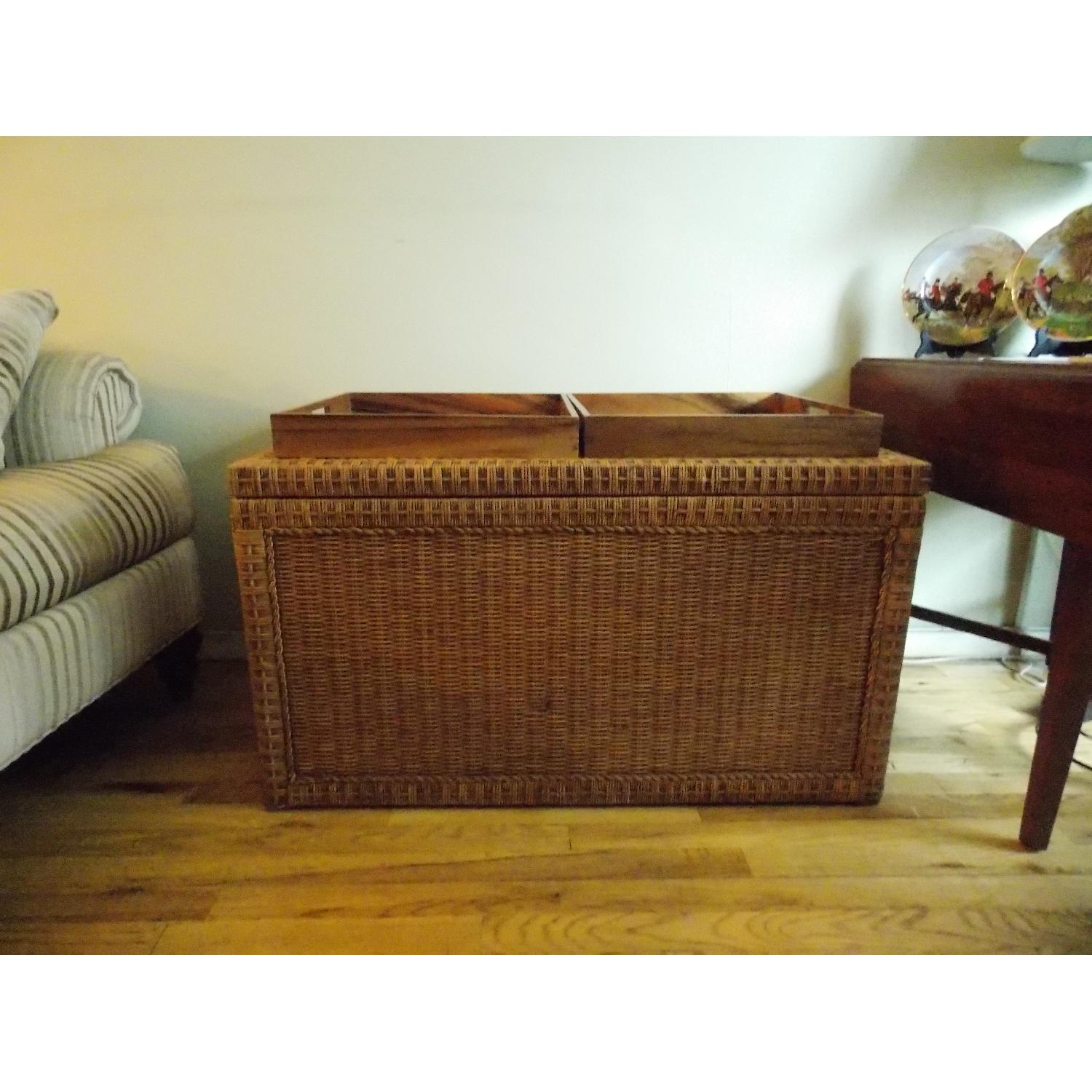 Crate & Barrel Rattan Trunk - image-2