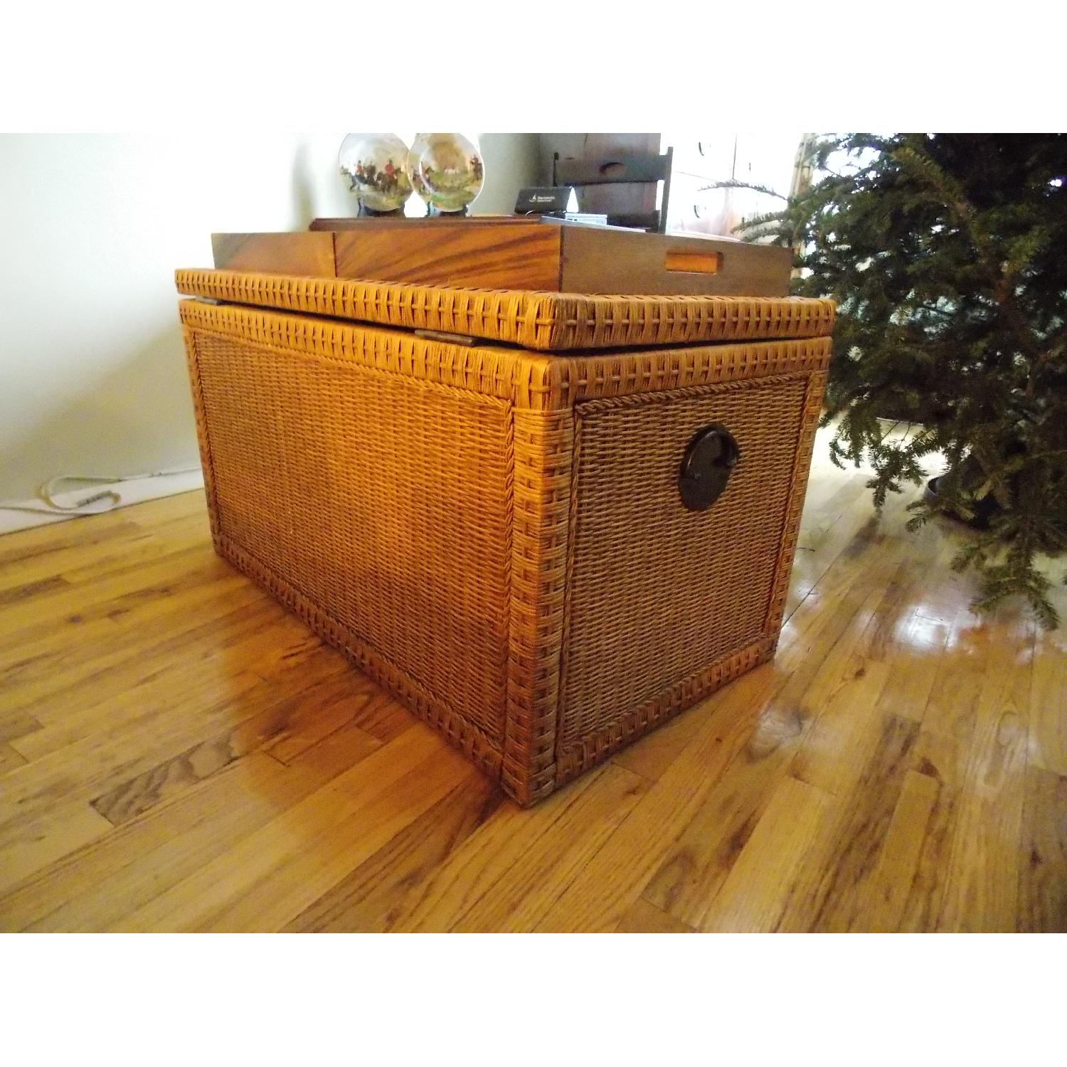 Crate & Barrel Rattan Trunk - image-3