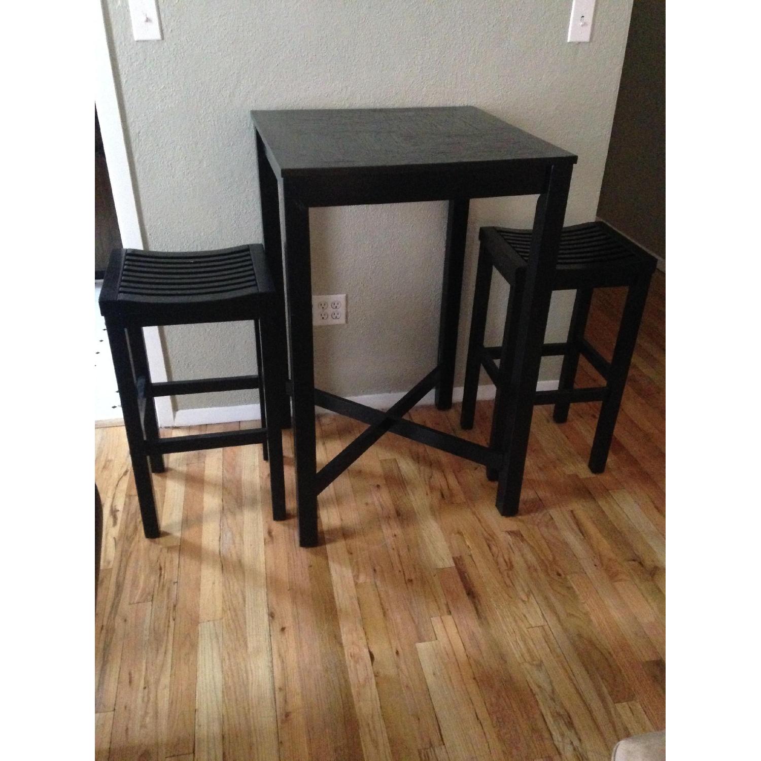 Black Wooden Table w/ 2 Side Chairs - image-1