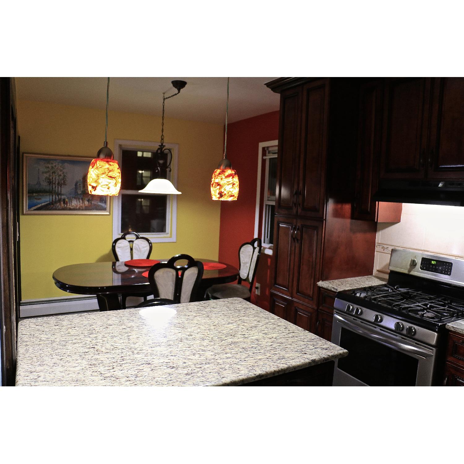 Seamans Furniture Solid Mahogany Dining Table With Real Marble Base. - image-1