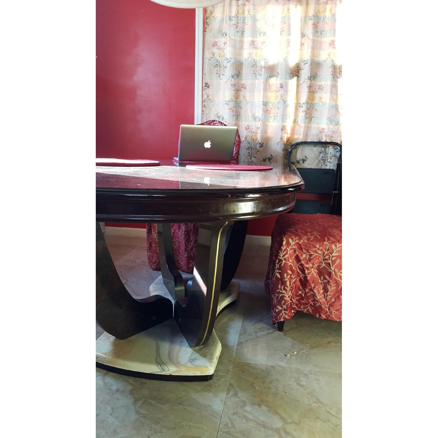 Seamans Furniture Solid Mahogany Dining Table With Real Marble Base. - image-2