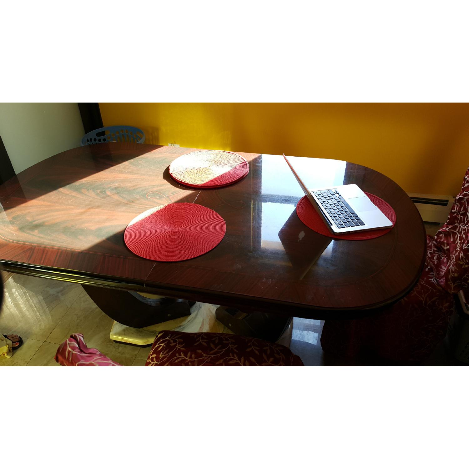 Seamans Furniture Solid Mahogany Dining Table With Real Marble Base. - image-5