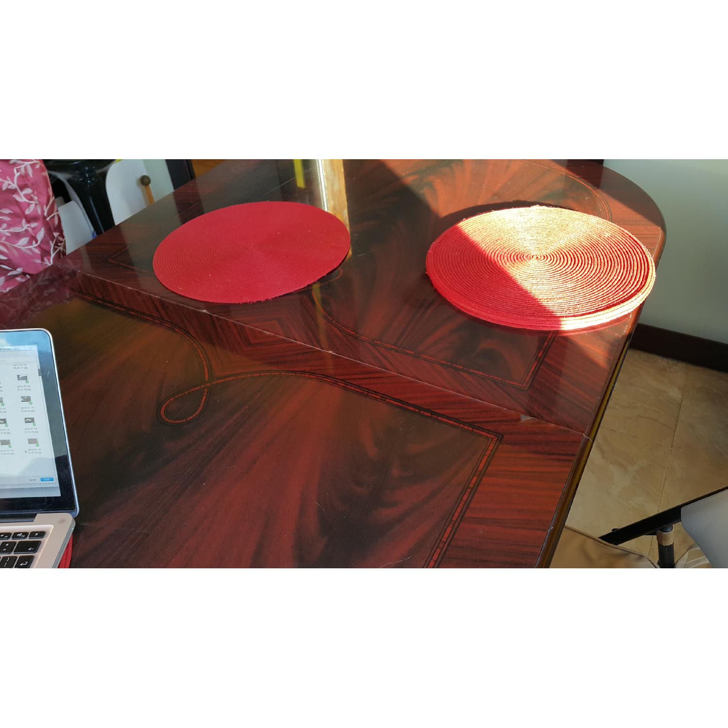 Seamans Furniture Solid Mahogany Dining Table With Real Marble Base. - image-7