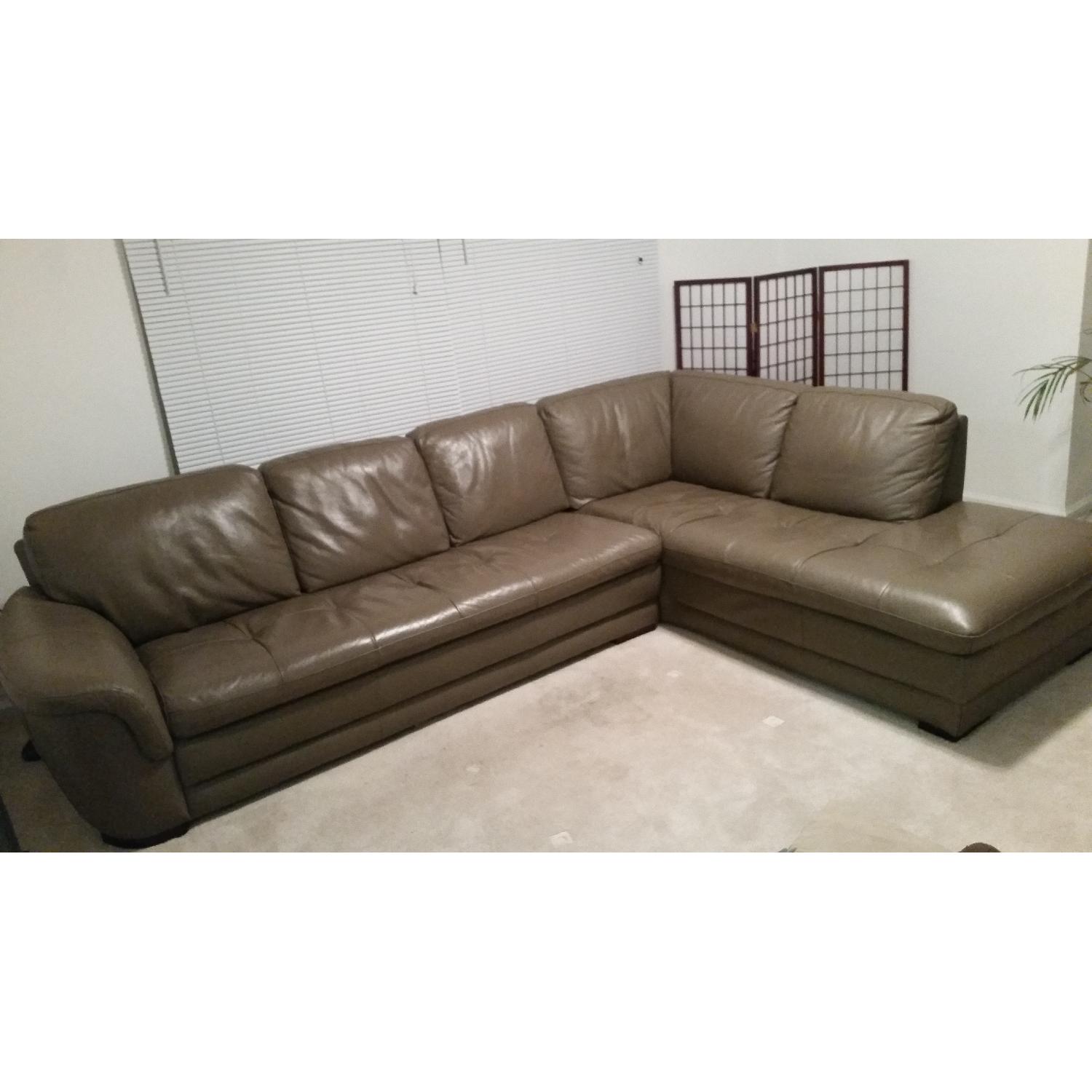 Raymour & Flanigan Bellanest Garrison 2 Piece Leather Sectional Sofa - image-1