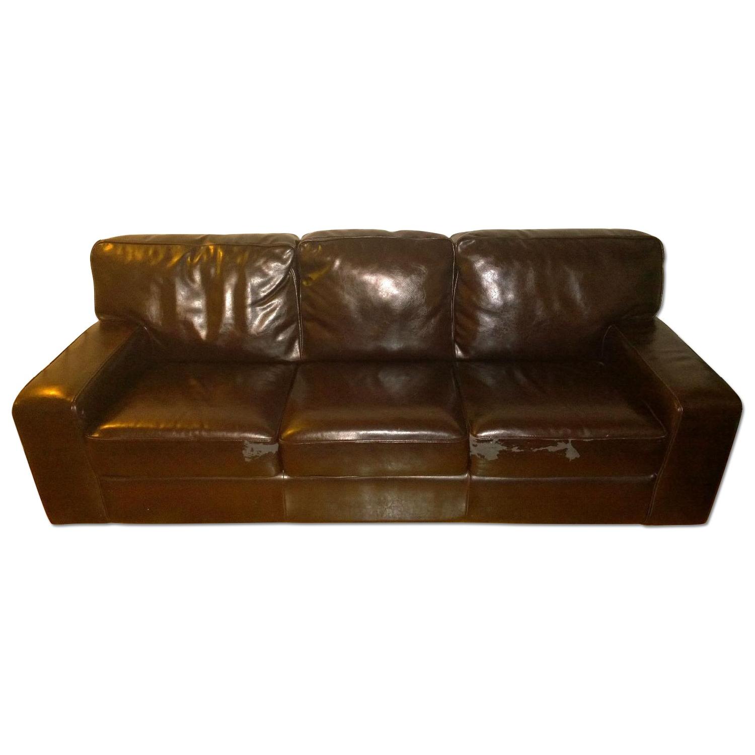 Z Gallerie Classic Brown Leather Couch AptDeco