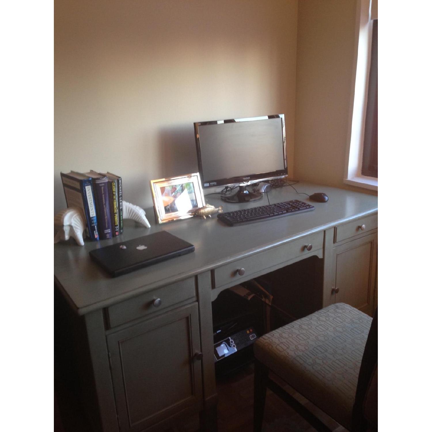 Drexel Blue/Grey Wood Desk with Chair - image-1