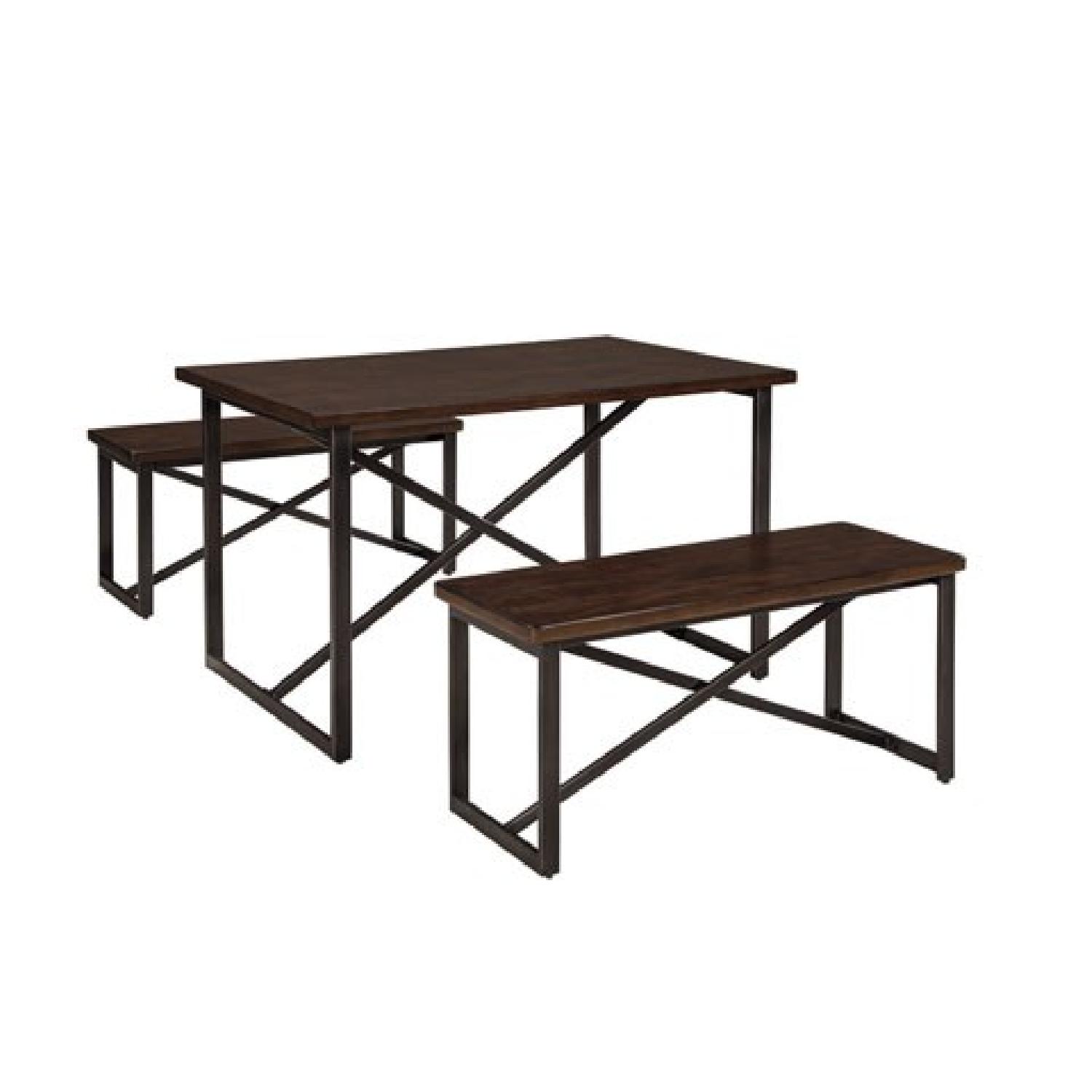 Ashley's Rectangle Table w/ 2 Benches - image-1