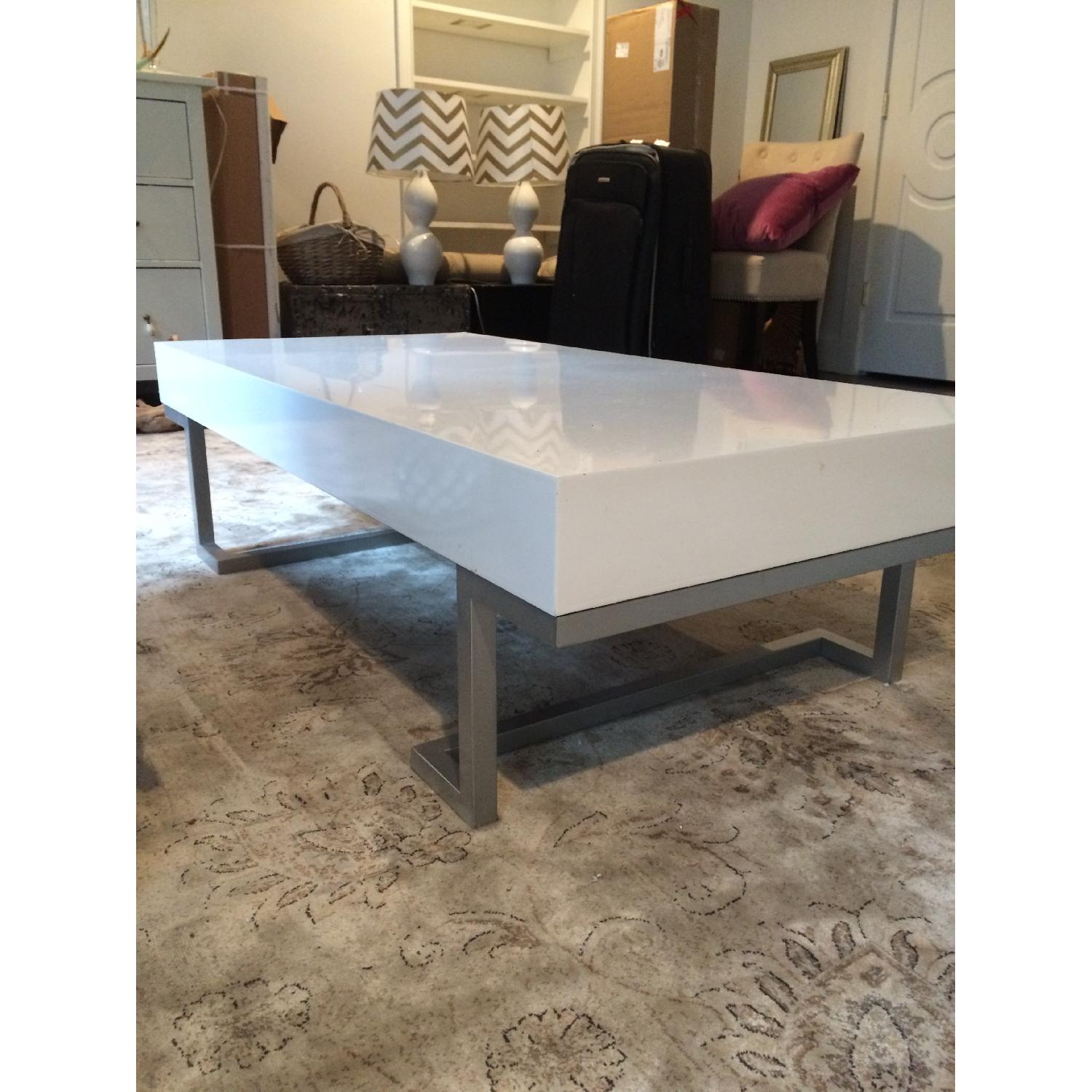 Furniture of America Coffee Table in Glossy White Finish - image-1