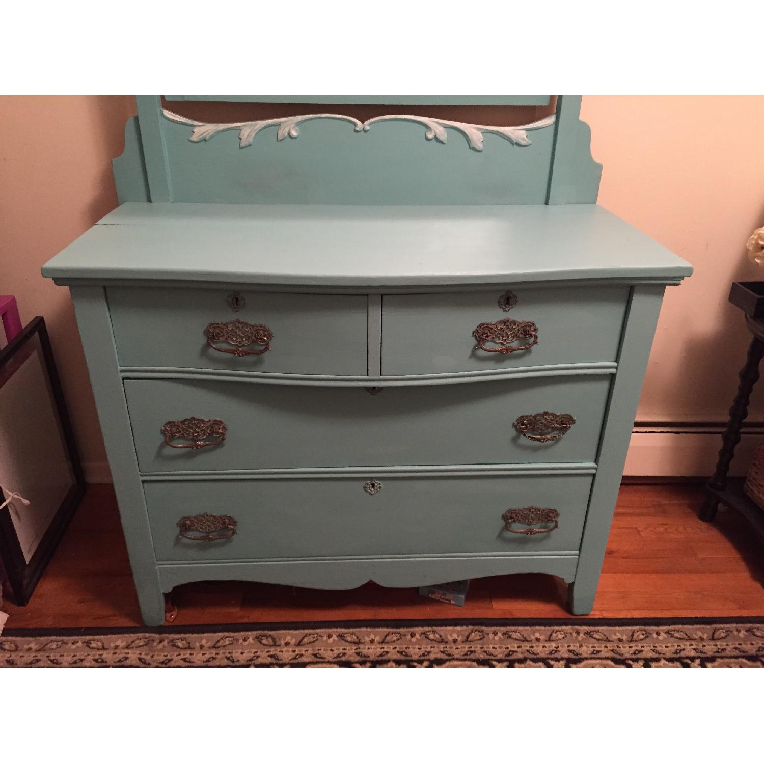 Vintage Shabby Chic Turquoise Dresser - image-4