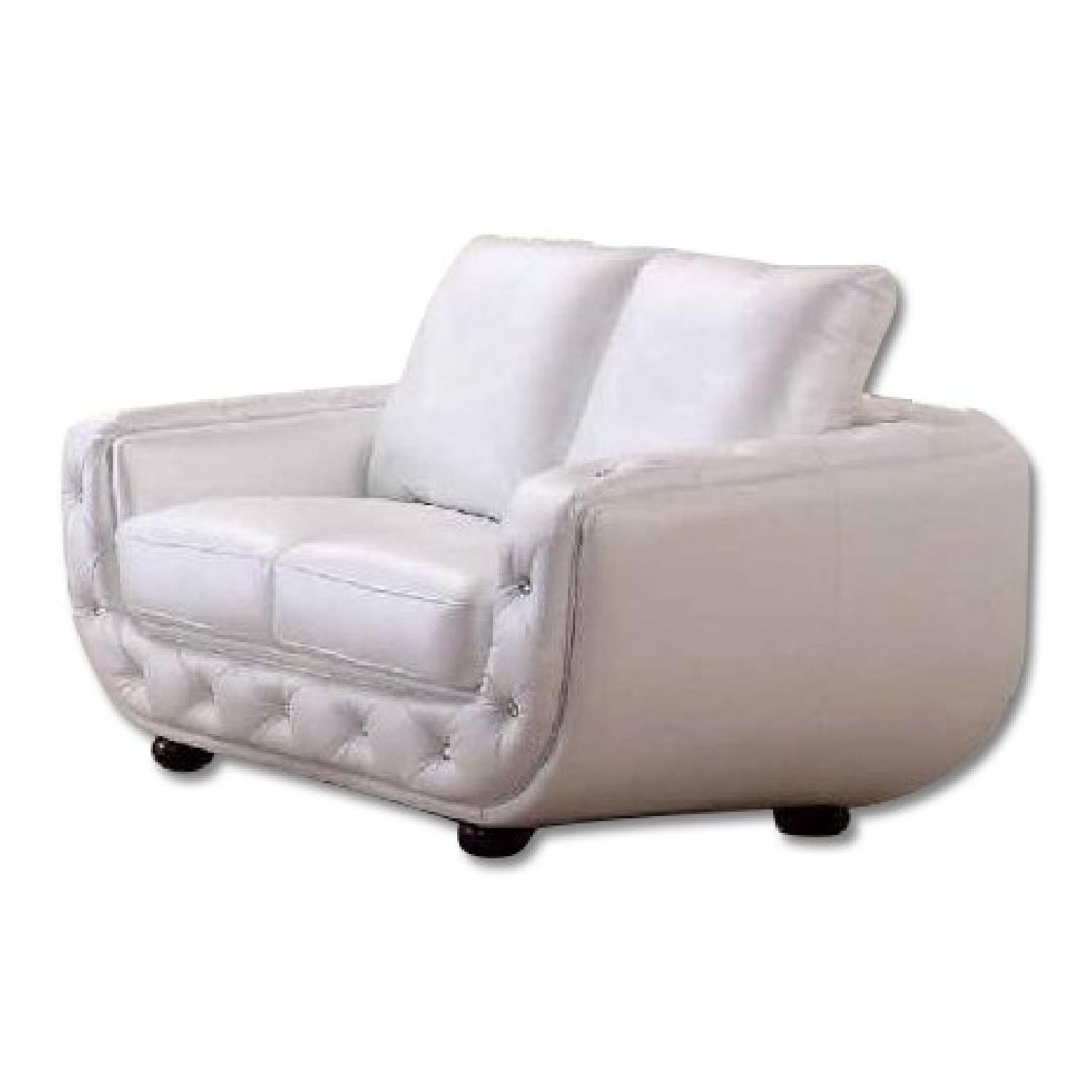 White Italian Leather Sofa + Loveseat + Chair - image-2