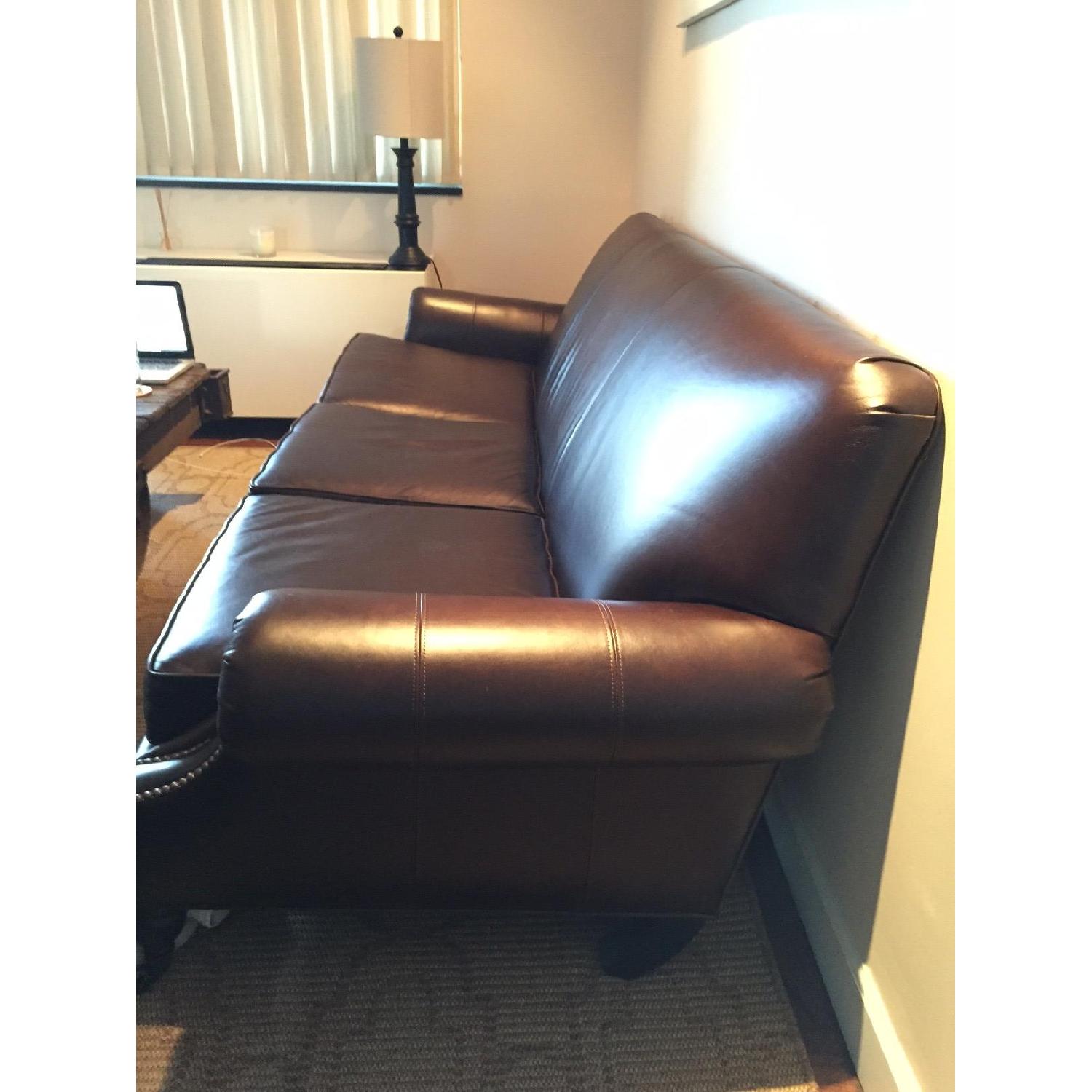 Pottery Barn Brown Leather Sofa - image-1