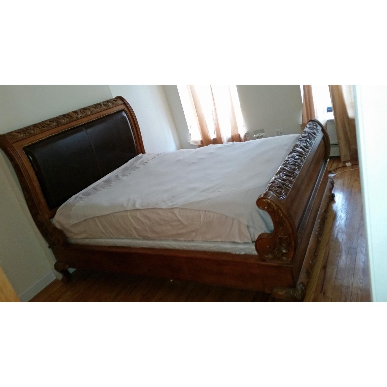 Legacy Classic Furniture Versailles Queen Leather & Wood Sleigh Bed - image-1