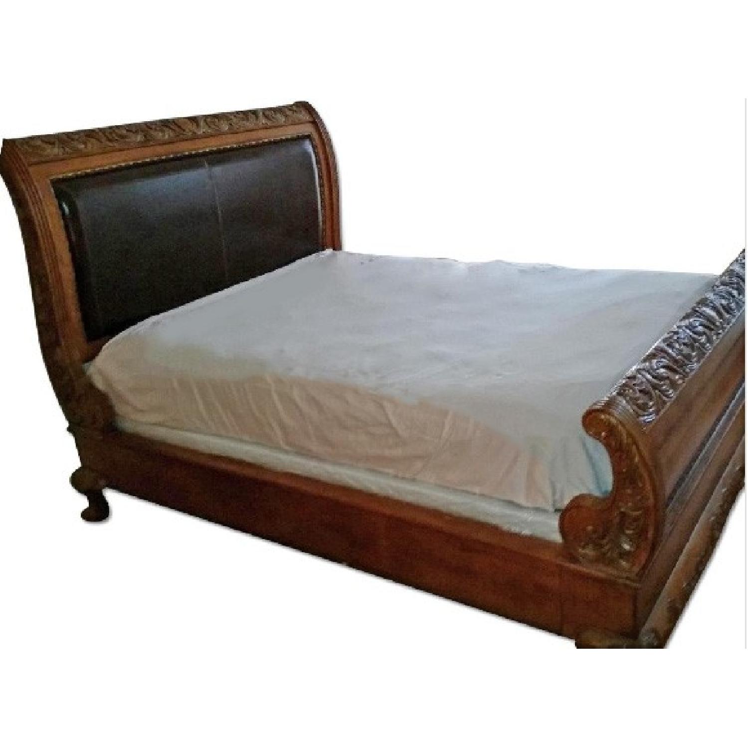 Legacy Classic Furniture Versailles Queen Leather & Wood Sleigh Bed - image-7