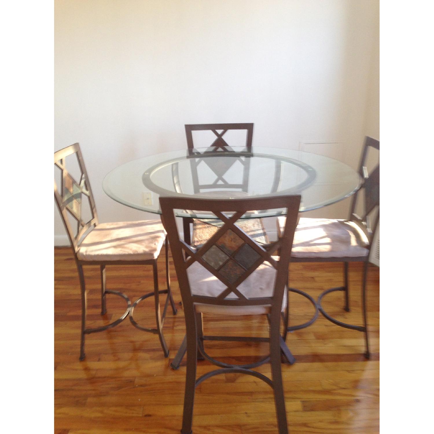 Round Glass Top Table w/ 4 Chairs - image-1