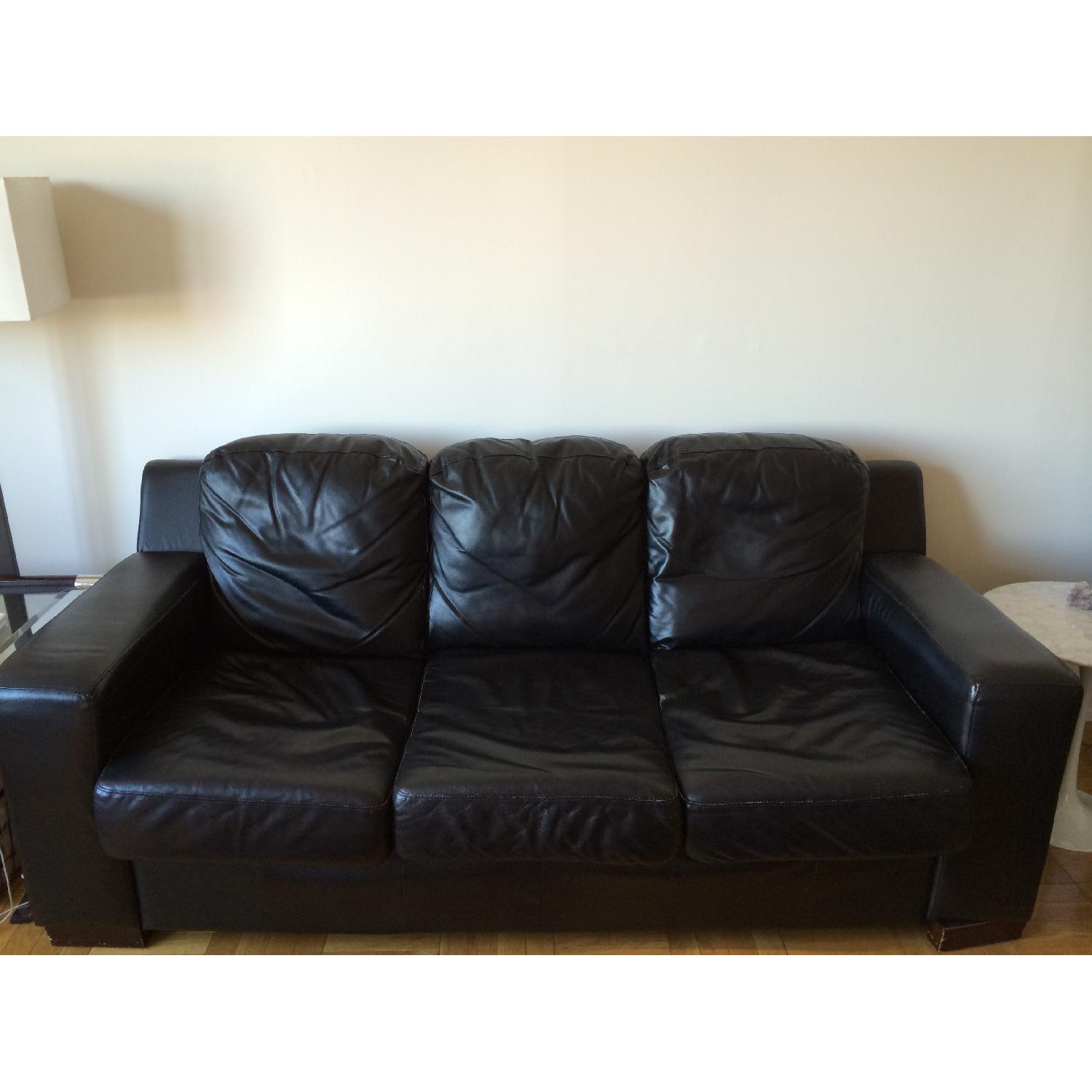 Jennifer Leather Black Leather Sleeper Sofa - image-1