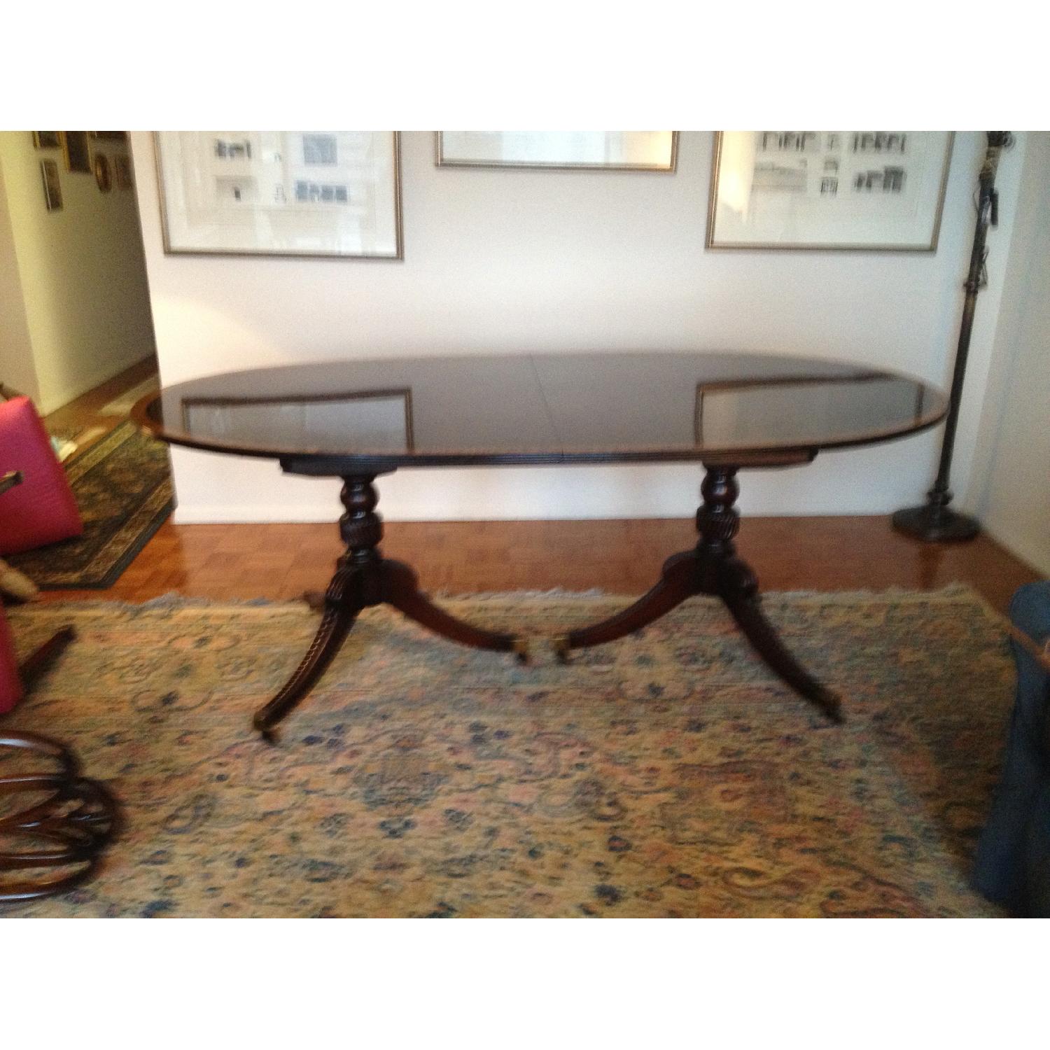 Reproduction Regency Dining Table with Inlaid Mahogany Top - image-1