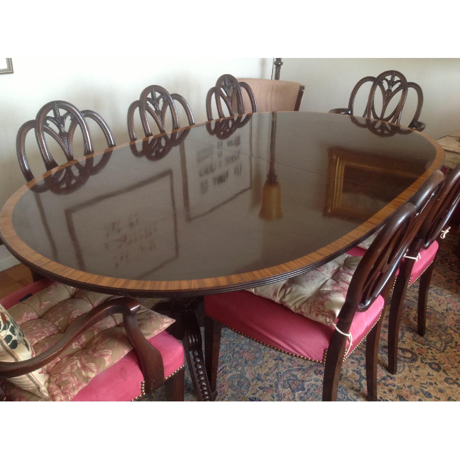 Reproduction Regency Dining Table with Inlaid Mahogany Top - image-3