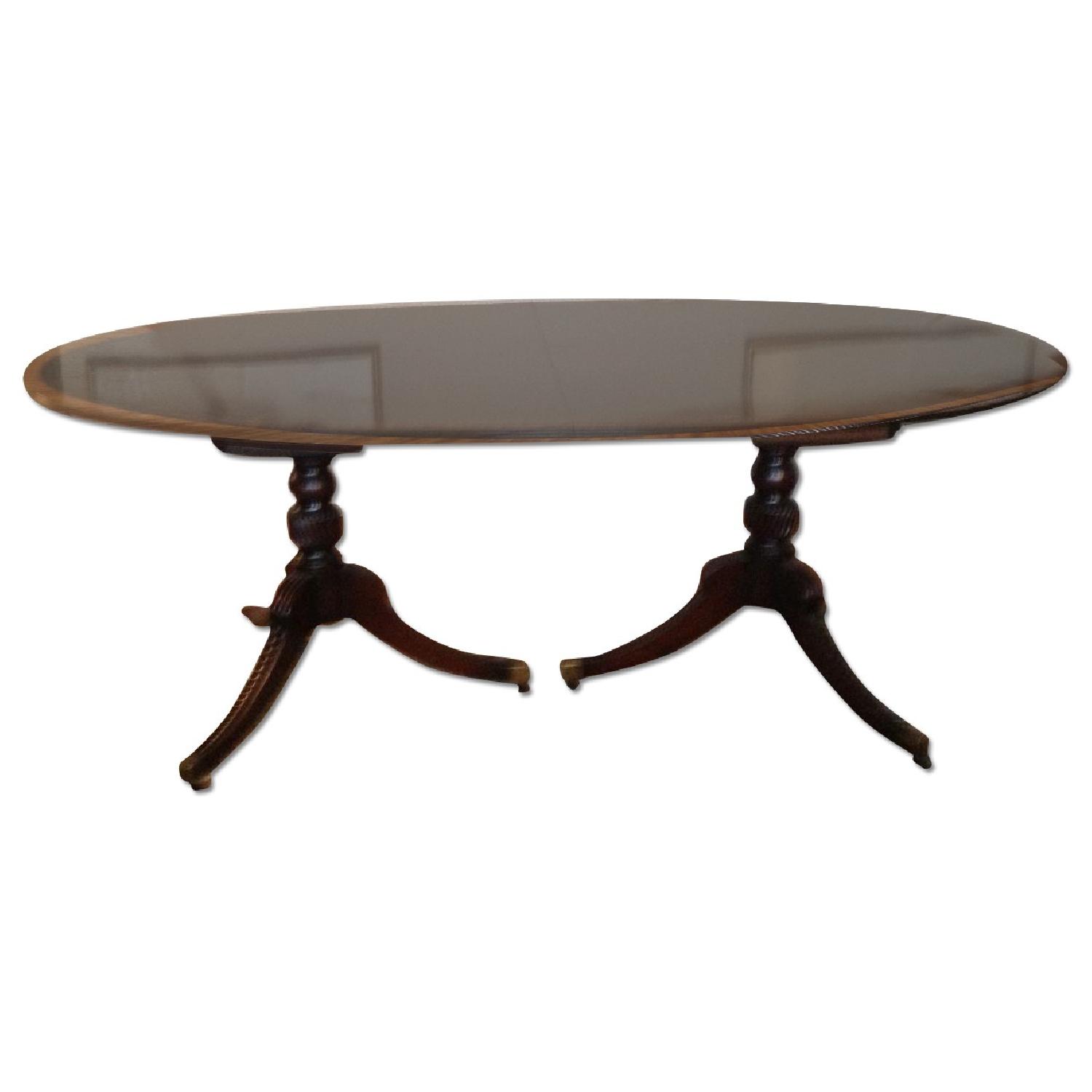 Reproduction Regency Dining Table with Inlaid Mahogany Top