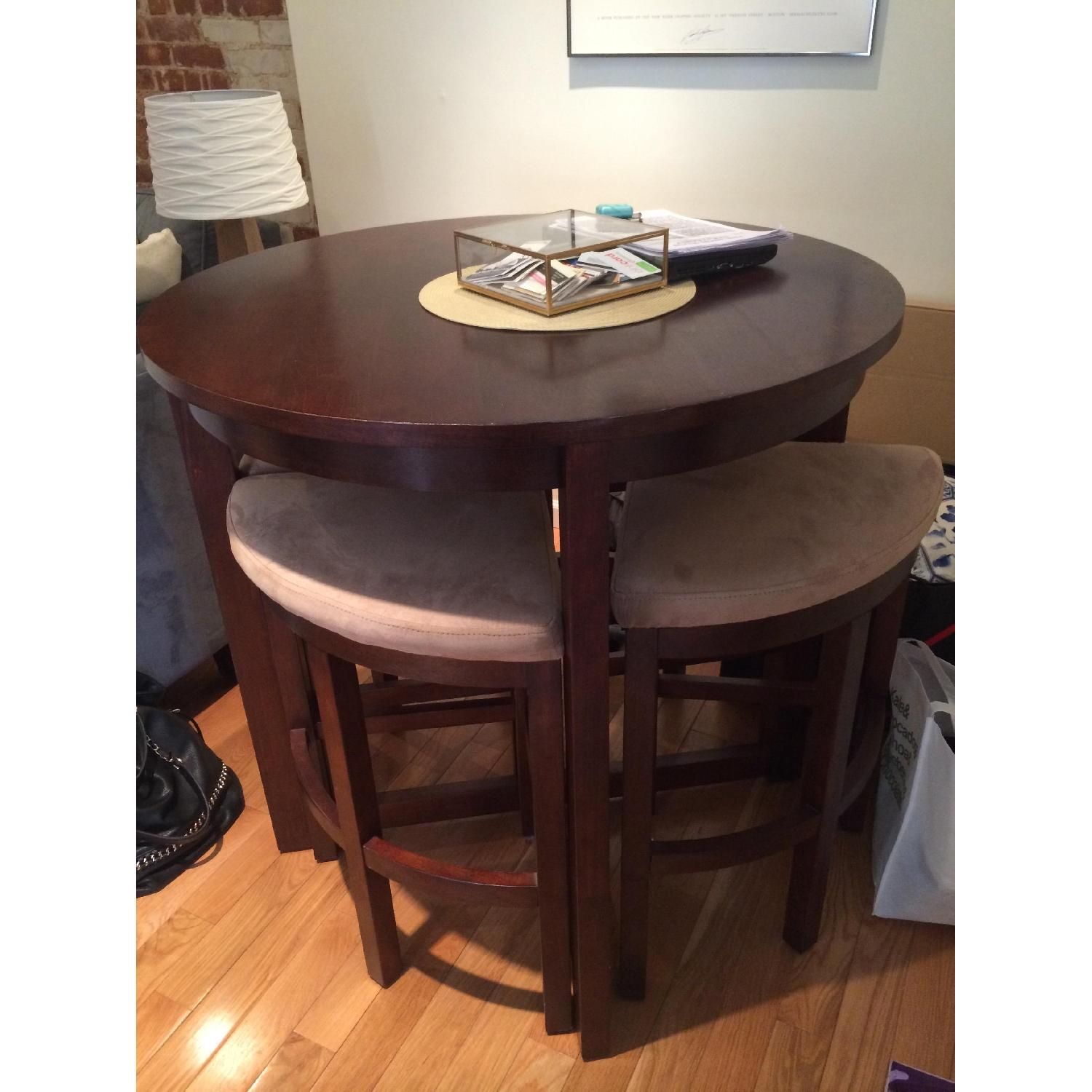 Tall Round Dining Room Table w/ 4 Stools - image-2