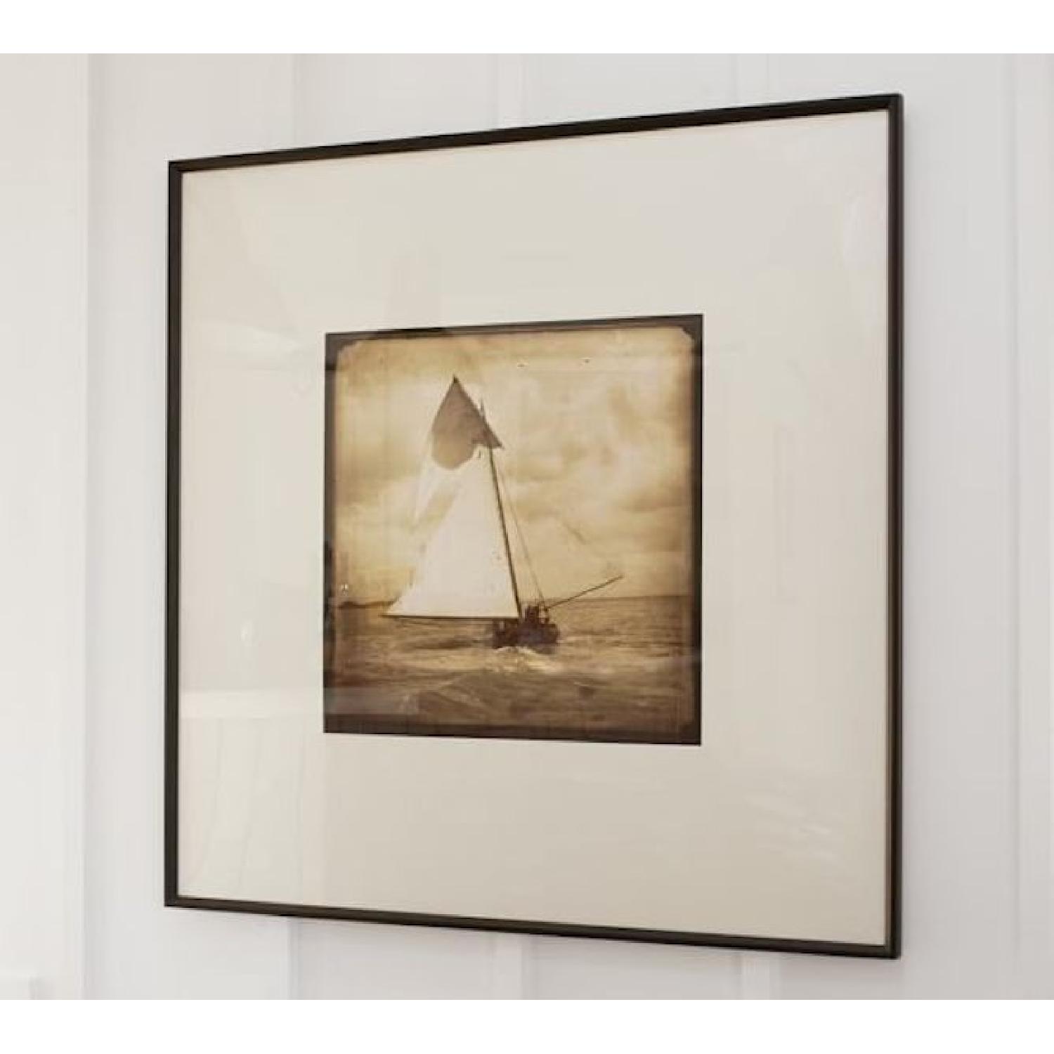 Pottery Barn Sepia Sailboat Photograph