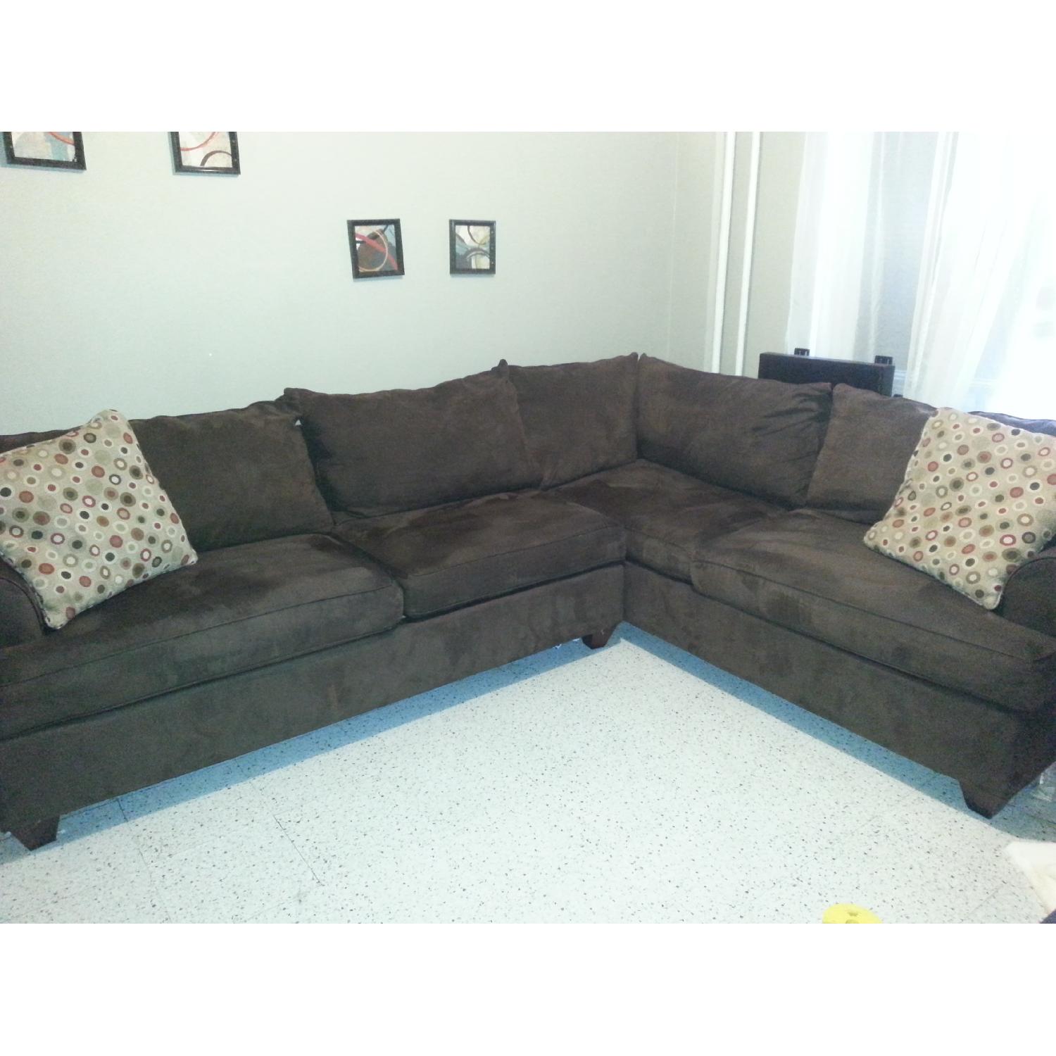 Raymour & Flanigan Brown Microfiber Sectional - image-1