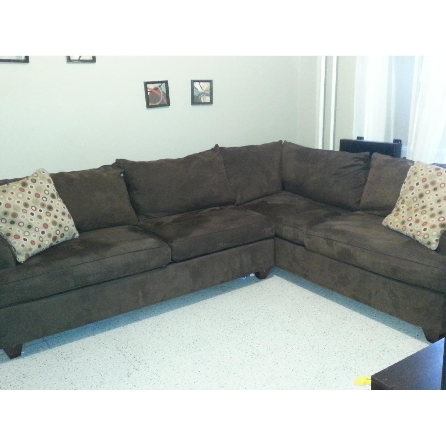 Raymour & Flanigan Brown Microfiber Sectional - image-2