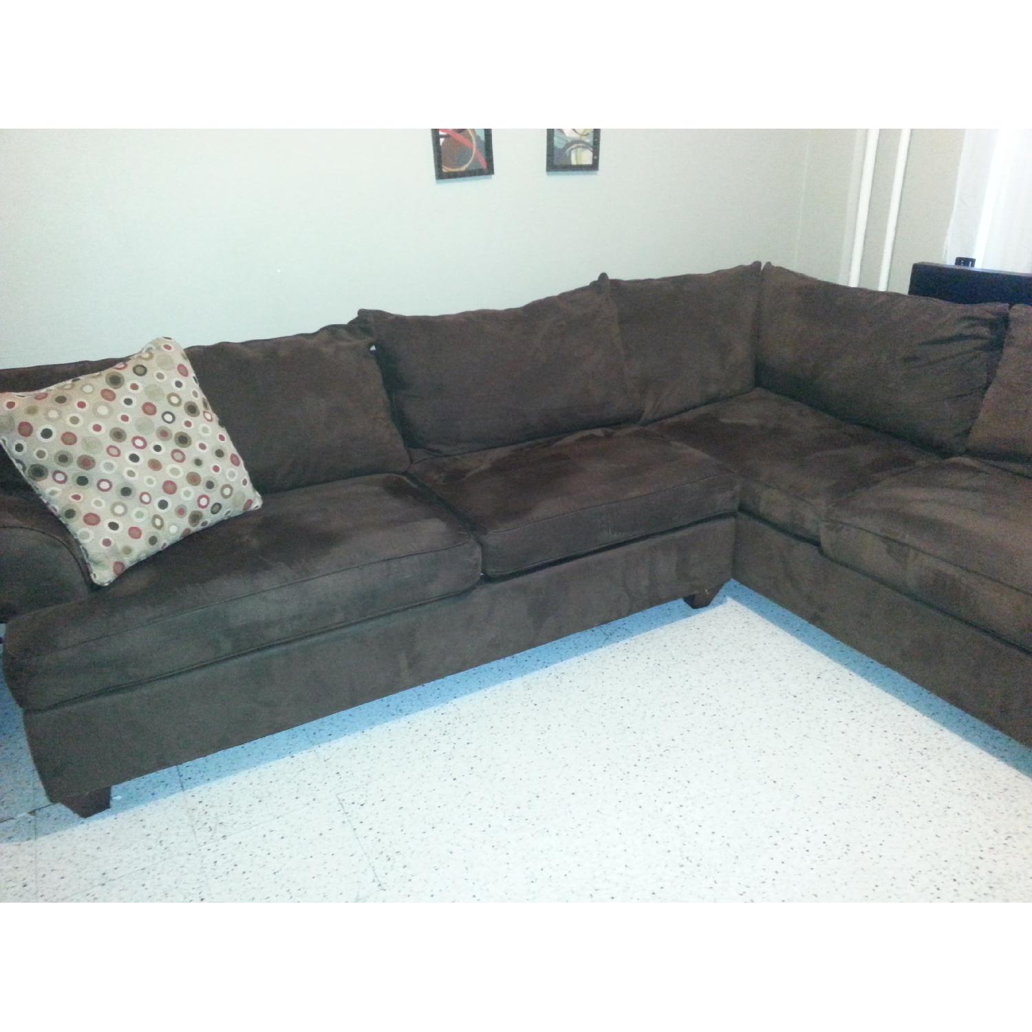 Raymour & Flanigan Brown Microfiber Sectional - image-3
