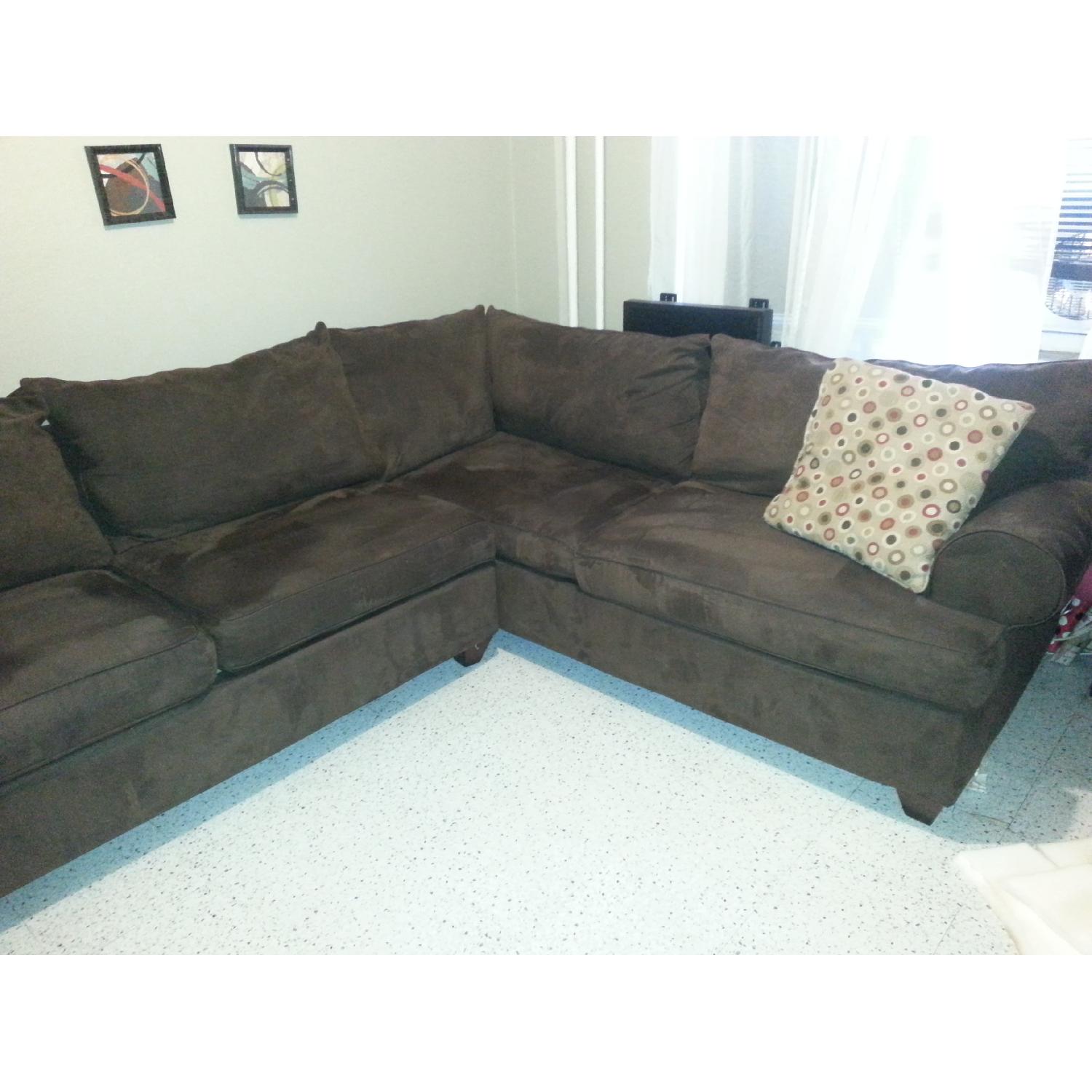 Raymour & Flanigan Brown Microfiber Sectional - image-4