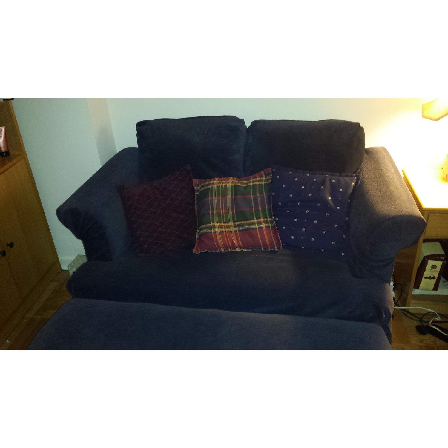 Navy Vintage Sleeper Sofa and Ottoman with Storage - image-1