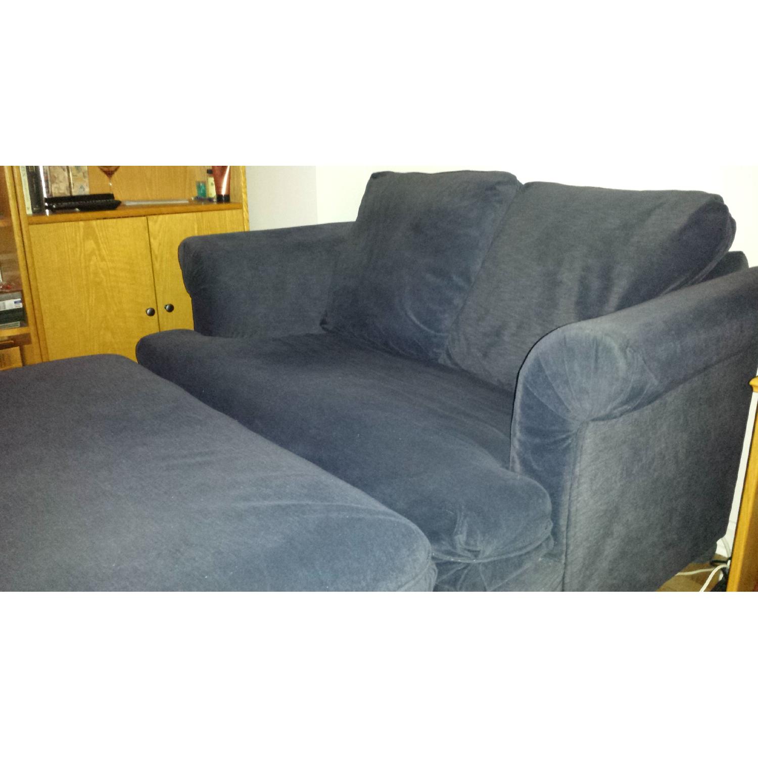 Navy Vintage Sleeper Sofa and Ottoman with Storage - image-4