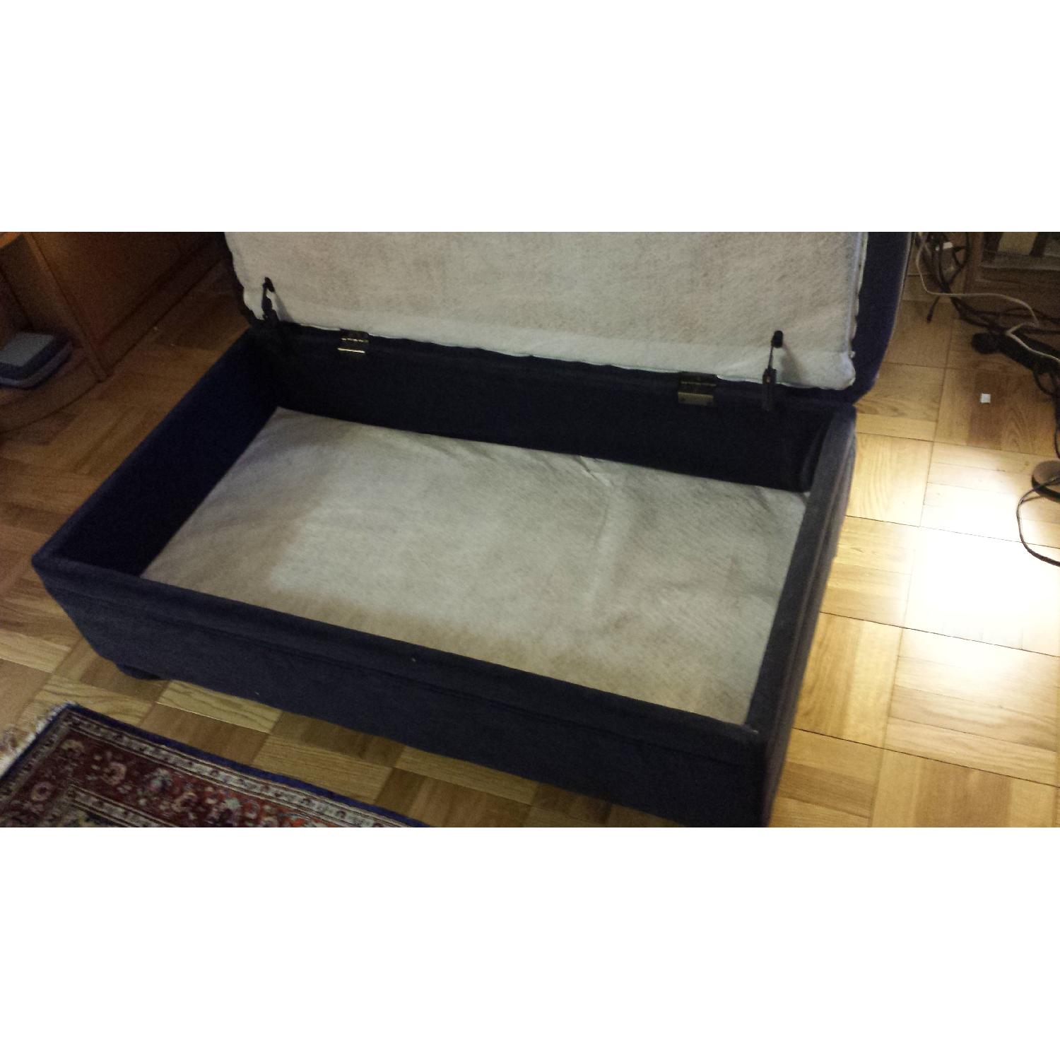 Navy Vintage Sleeper Sofa and Ottoman with Storage - image-6
