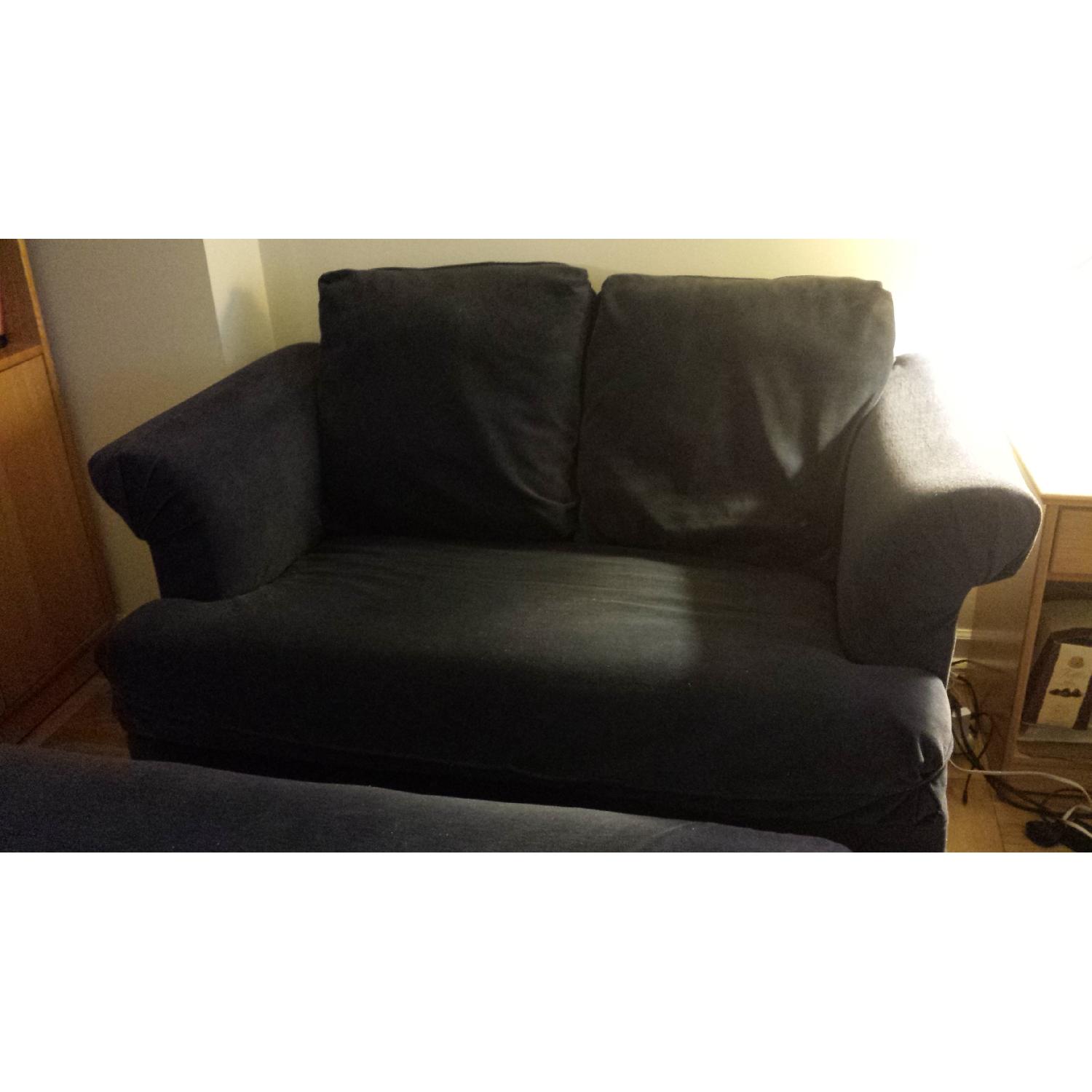 Navy Vintage Sleeper Sofa and Ottoman with Storage - image-10