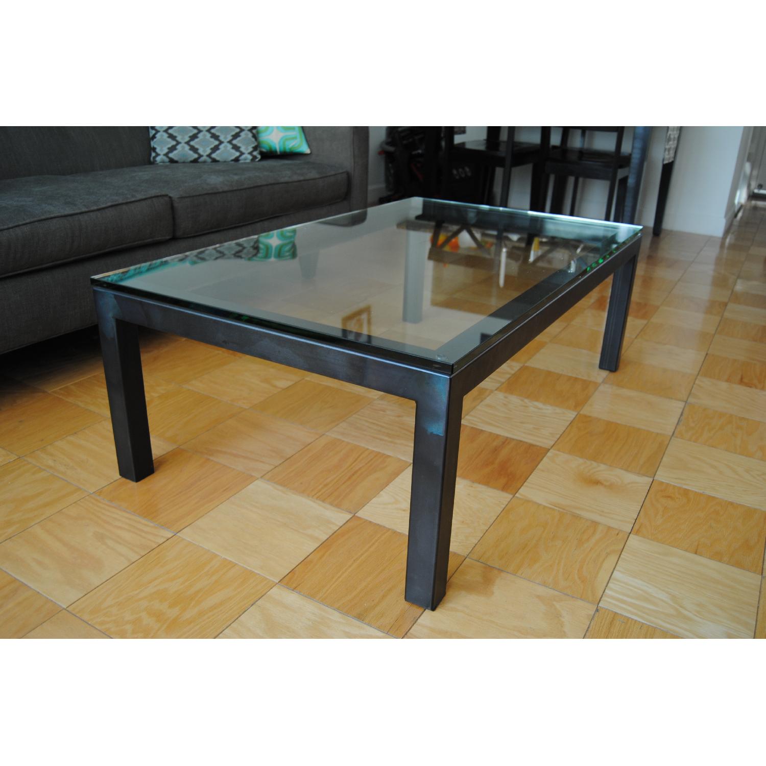 Crate & Barrel Glass and Metal Coffee Table - image-1