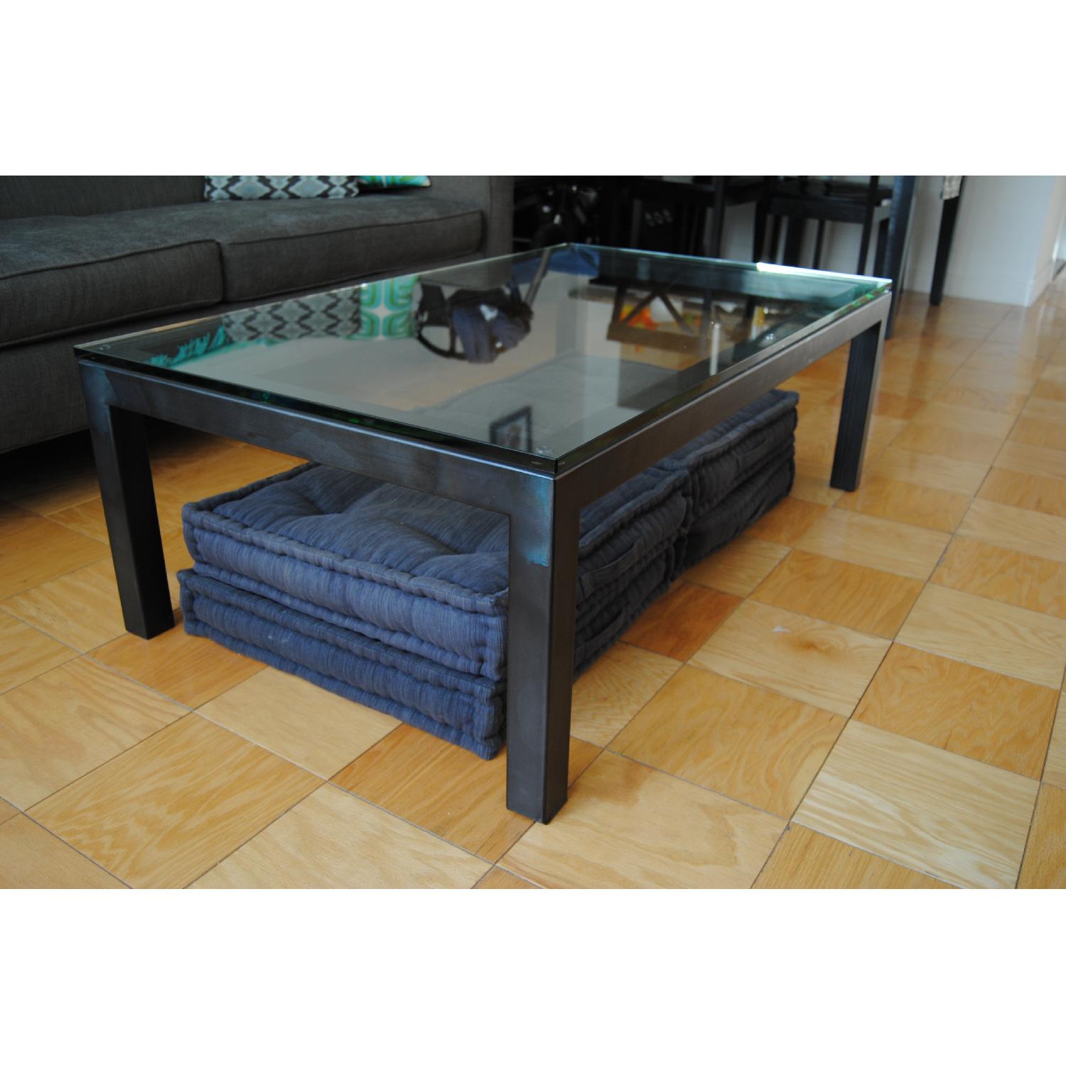 Crate & Barrel Glass and Metal Coffee Table - image-2