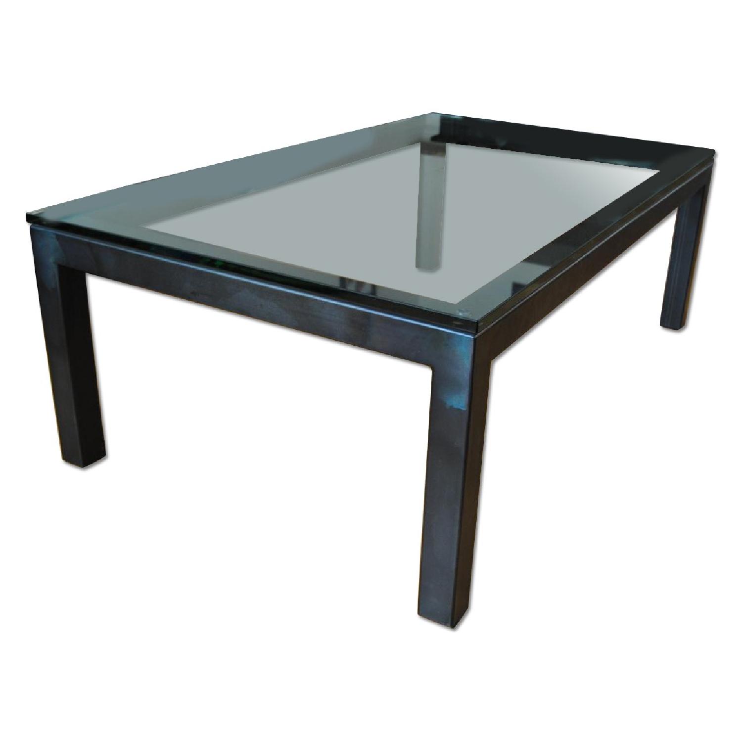 Crate & Barrel Glass and Metal Coffee Table - image-0
