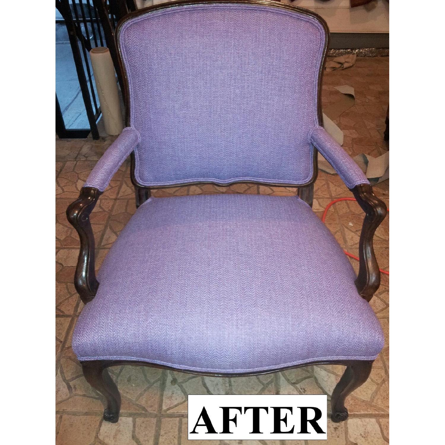 Reupholstered Vintage French Arm Chair - image-1