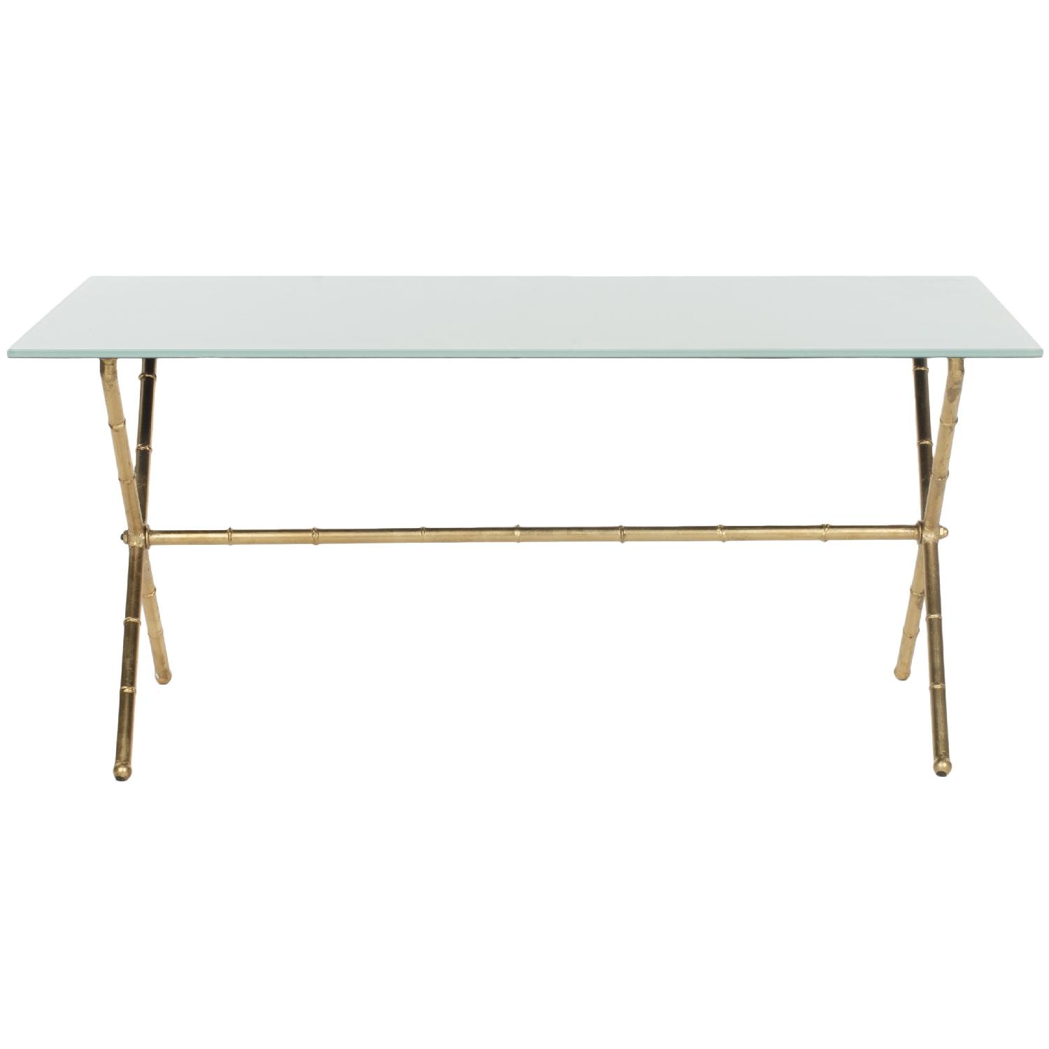 Safavieh Gold/White Glass Top Accent Table - image-0