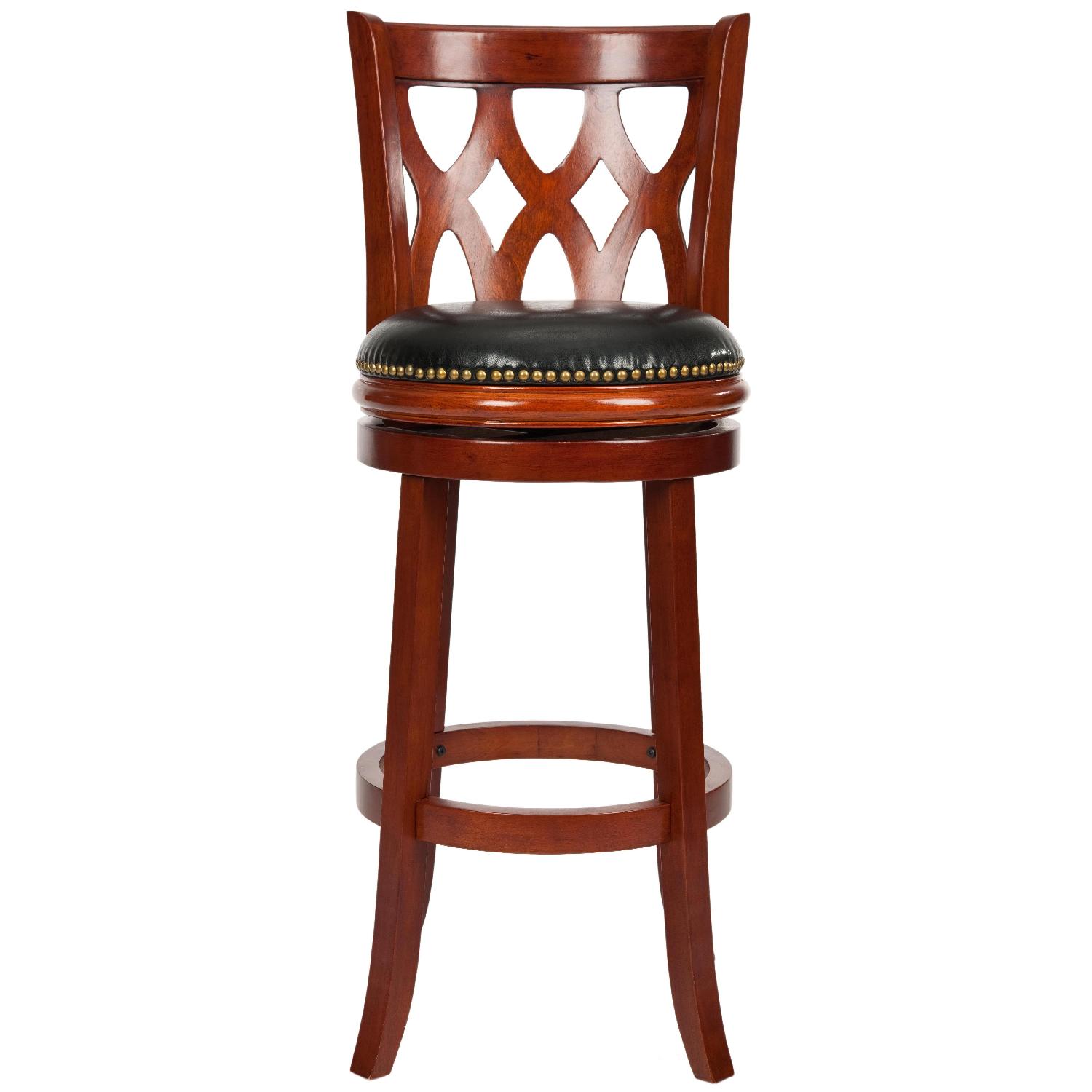 Safavieh Lt Cherry Frame /Black Seat Barstool - image-0