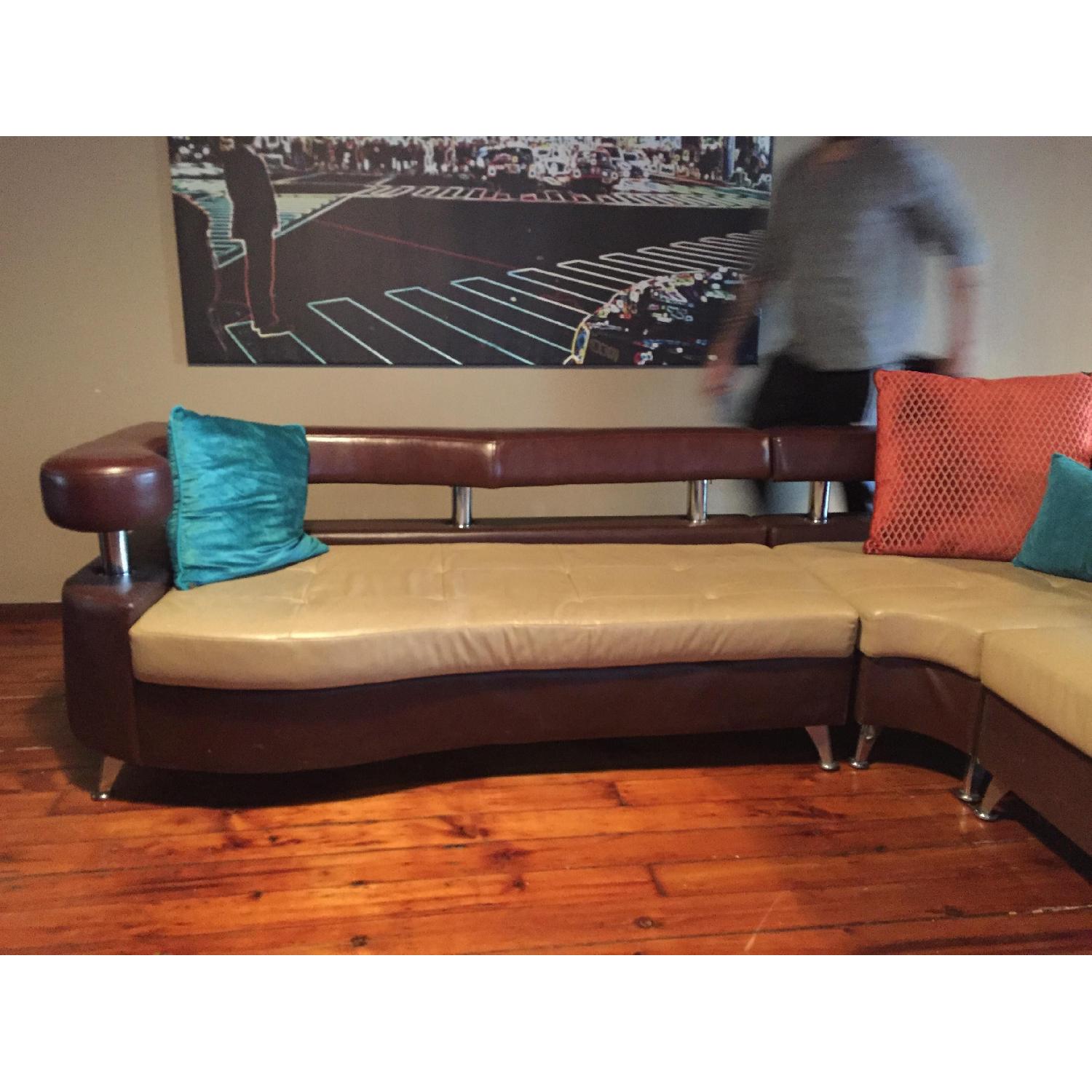 Retro Leather Sectional - image-1